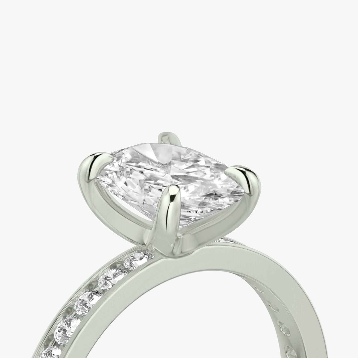 The Devotion | Oval | Platinum | bandAccent: Pavé | bandStoneShape: Round Brilliant | bandStoneStyle: large | diamondOrientation: vertical | caratWeight: other