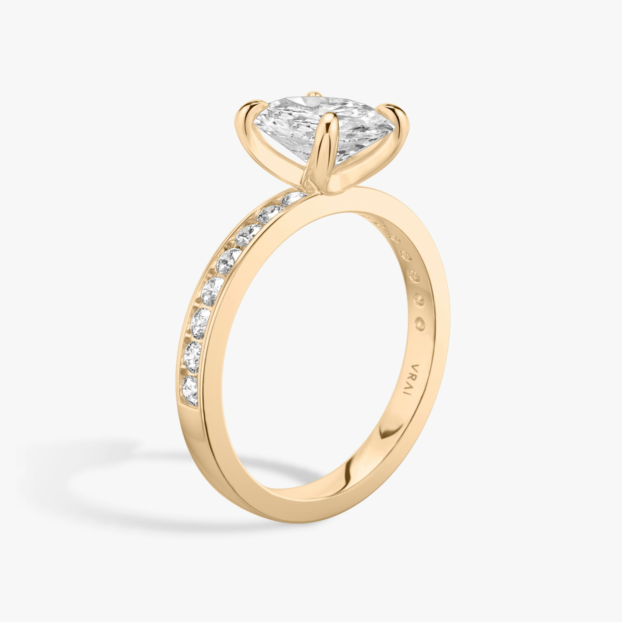The Devotion | Oval | 14k | Rose Gold | bandAccent: Pavé | bandStoneShape: Round Brilliant | bandStoneStyle: large | diamondOrientation: vertical | caratWeight: other