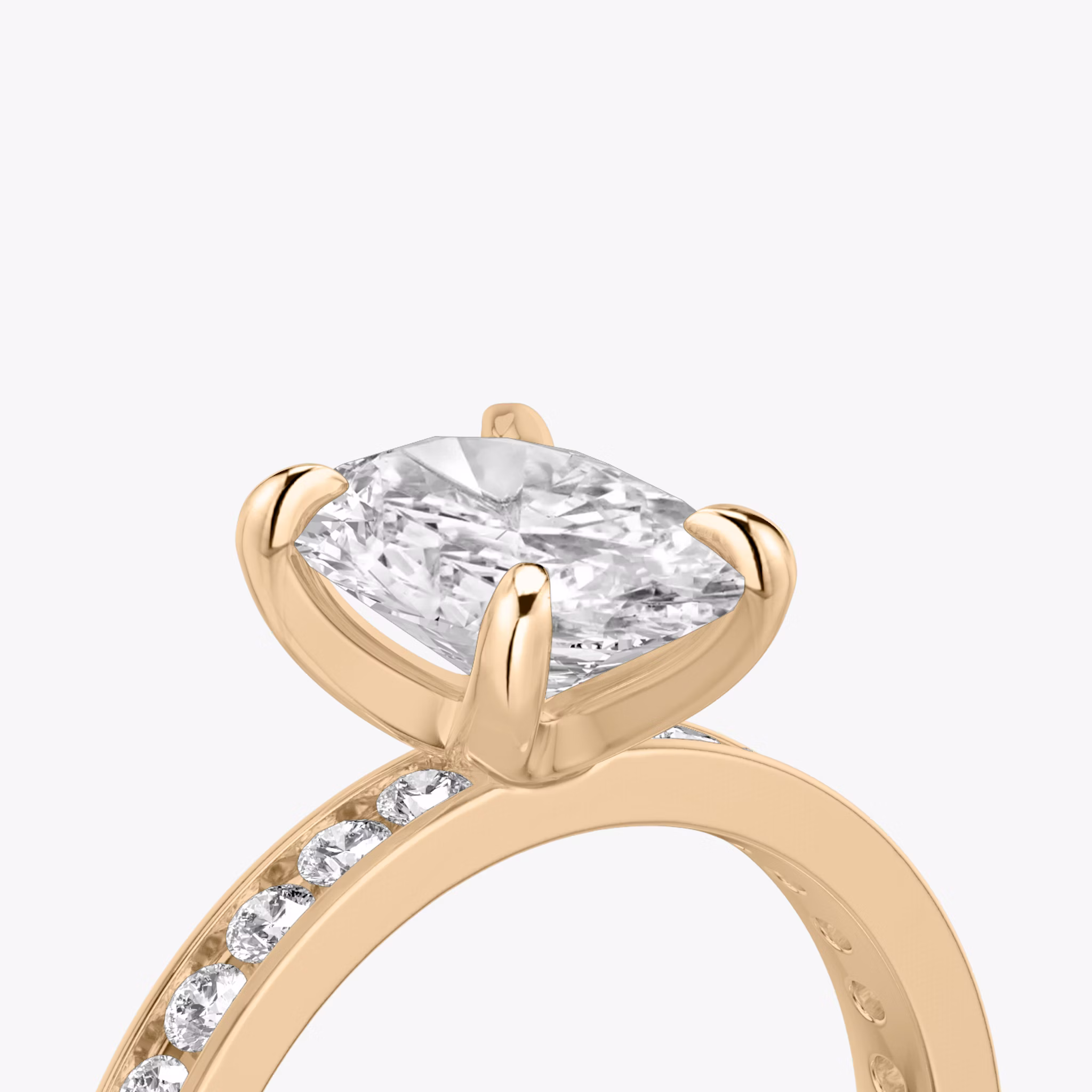 The Devotion | Oval | 14k | Rose Gold | bandAccent: Pavé | bandStoneShape: Round Brilliant | bandStoneStyle: large | diamondOrientation: vertical | caratWeight: other