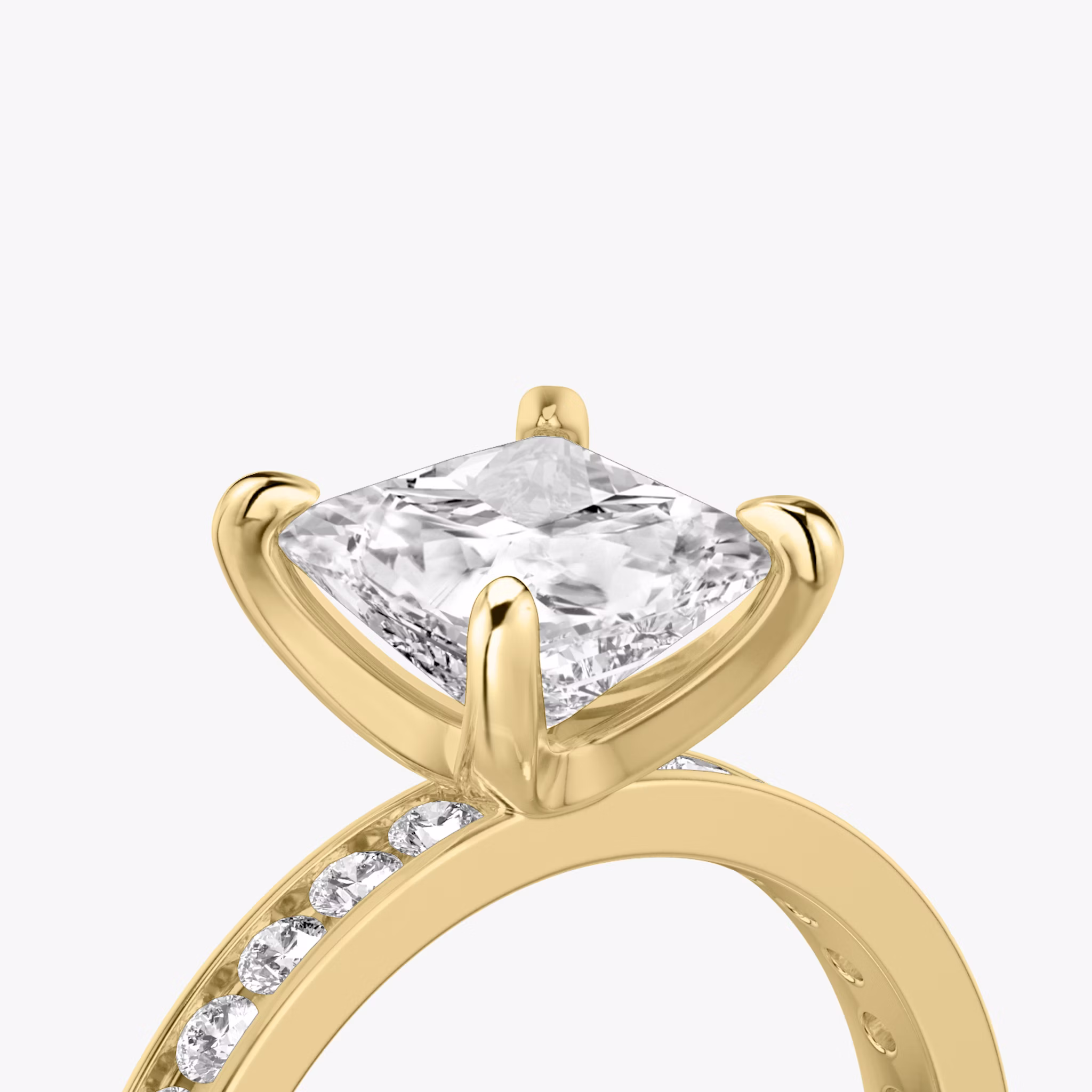 The Devotion | Princess | 18k | Yellow Gold | bandAccent: Pavé | bandStoneShape: Round Brilliant | bandStoneStyle: large | diamondOrientation: vertical | caratWeight: other