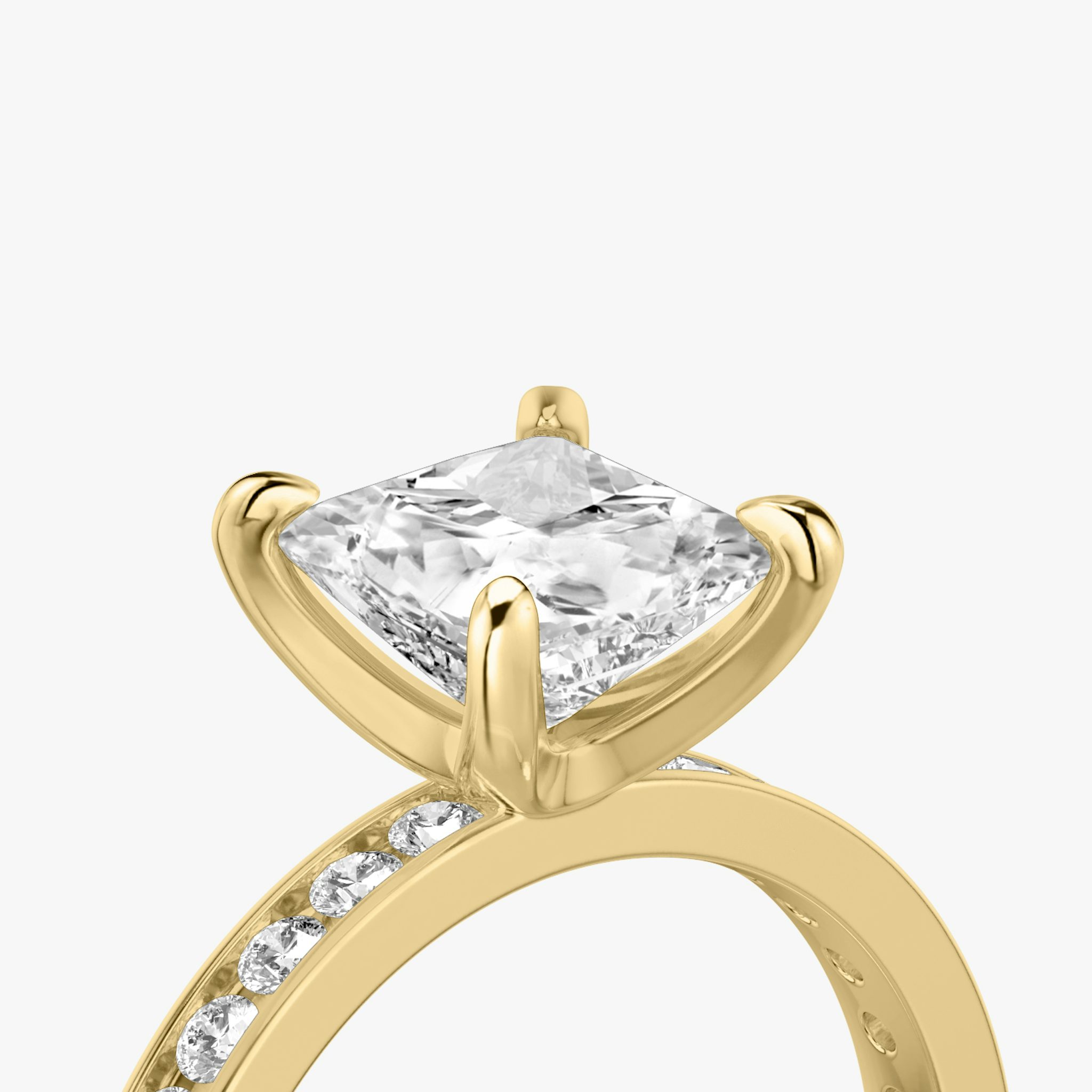 The Devotion | Princess | 18k | Yellow Gold | bandAccent: Pavé | bandStoneShape: Round Brilliant | bandStoneStyle: large | diamondOrientation: vertical | caratWeight: other
