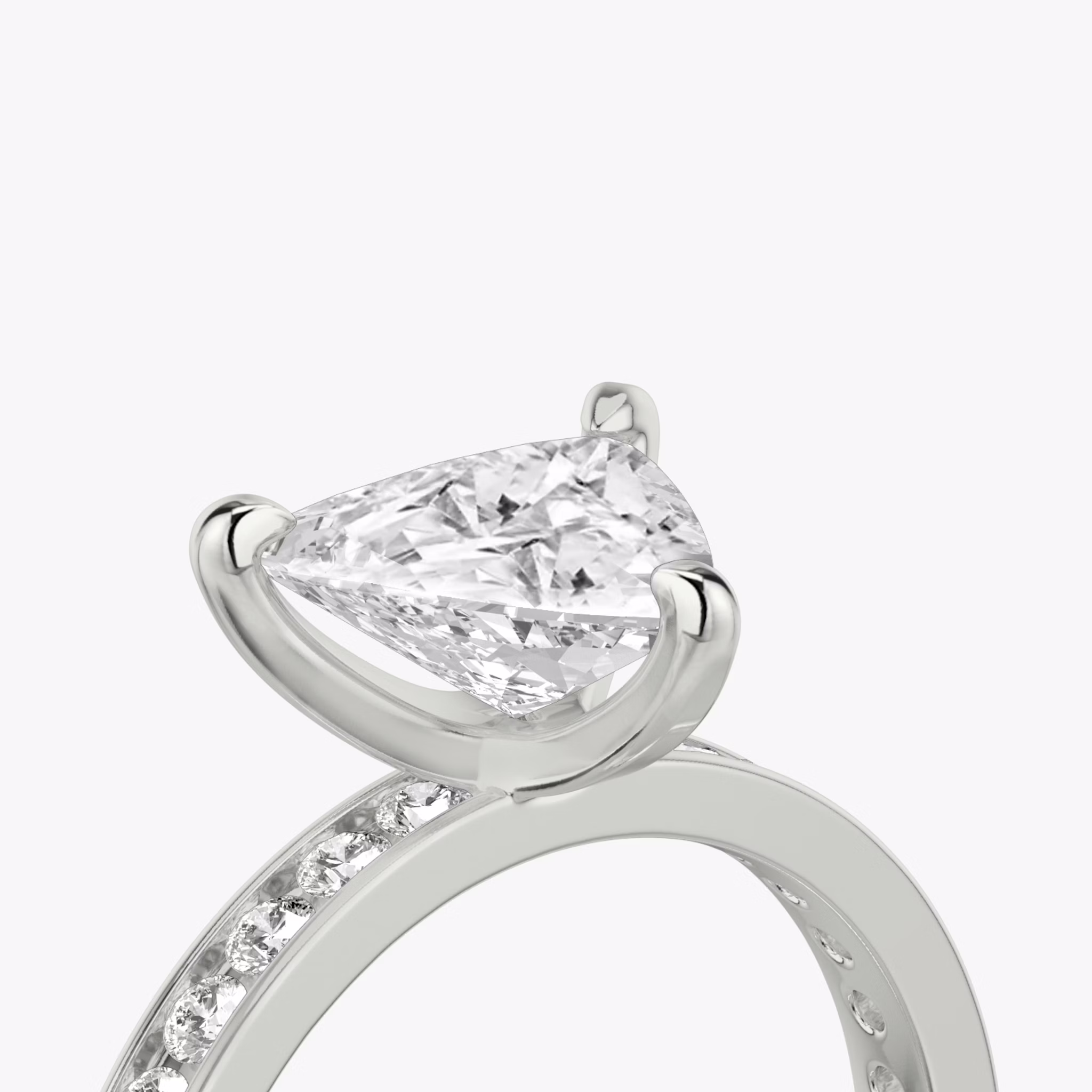 The Devotion | Trillion | 18k | White Gold | bandAccent: Pavé | bandStoneShape: Round Brilliant | bandStoneStyle: large | diamondOrientation: vertical | caratWeight: other