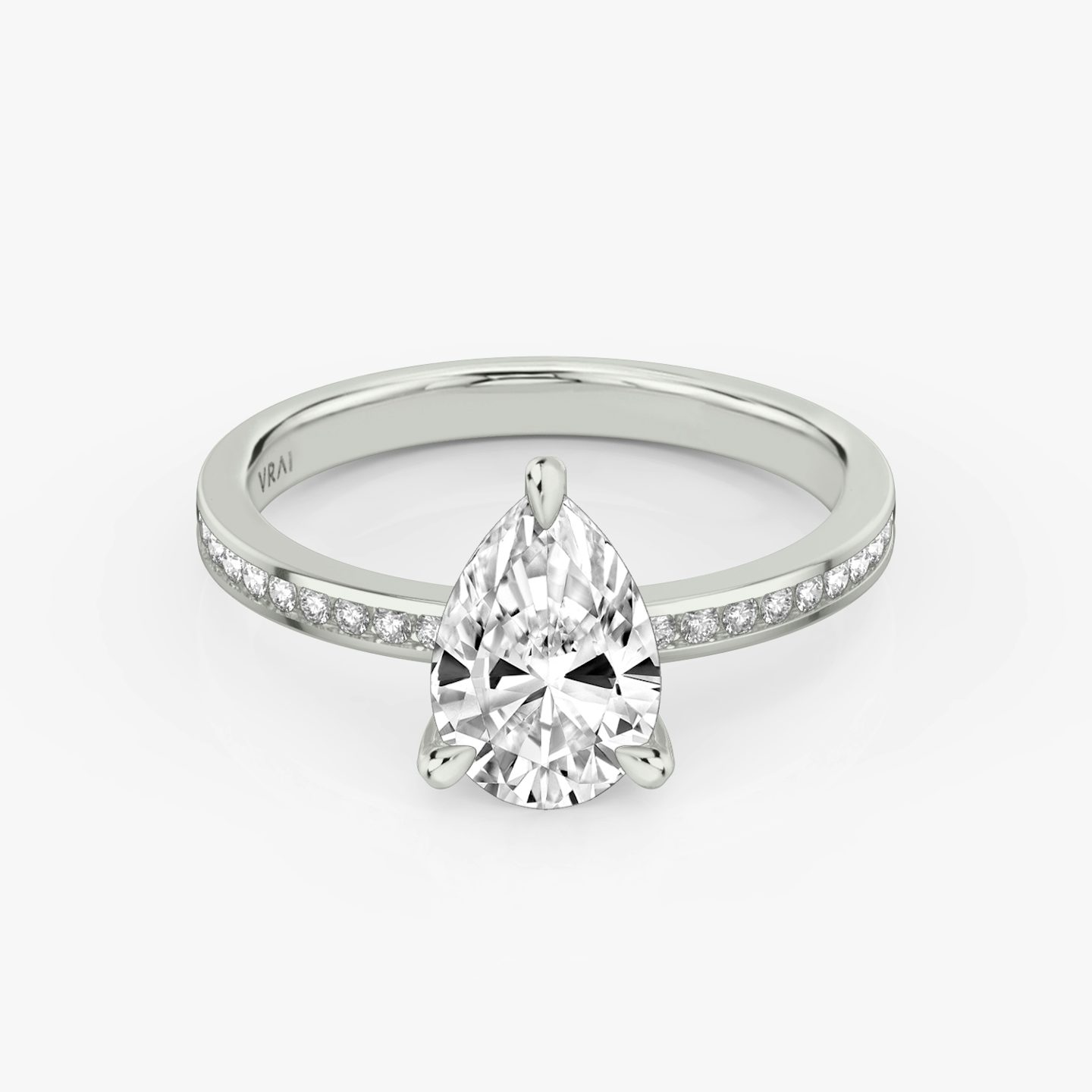 The Devotion | Pear | 18k | White Gold | bandAccent: Pavé | bandStoneShape: Round Brilliant | bandStoneStyle: original | diamondOrientation: vertical | caratWeight: other