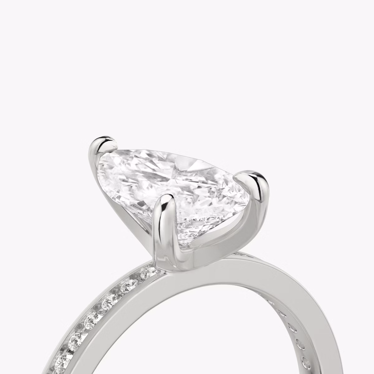 The Devotion | Pear | 18k | White Gold | bandAccent: Pavé | bandStoneShape: Round Brilliant | bandStoneStyle: original | diamondOrientation: vertical | caratWeight: other