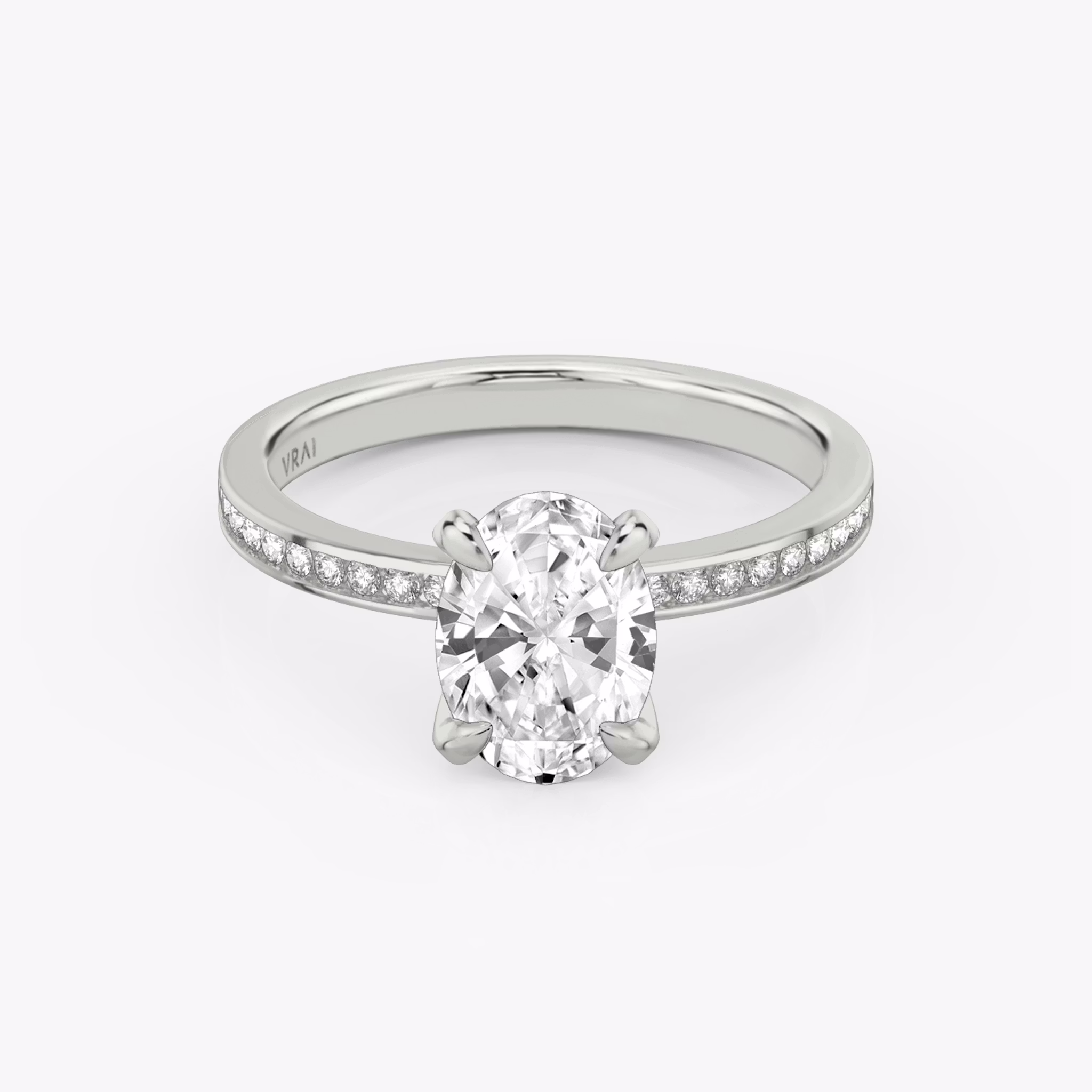 The Devotion | Oval | Platinum | bandAccent: Pavé | bandStoneShape: Round Brilliant | bandStoneStyle: original | diamondOrientation: vertical | caratWeight: other