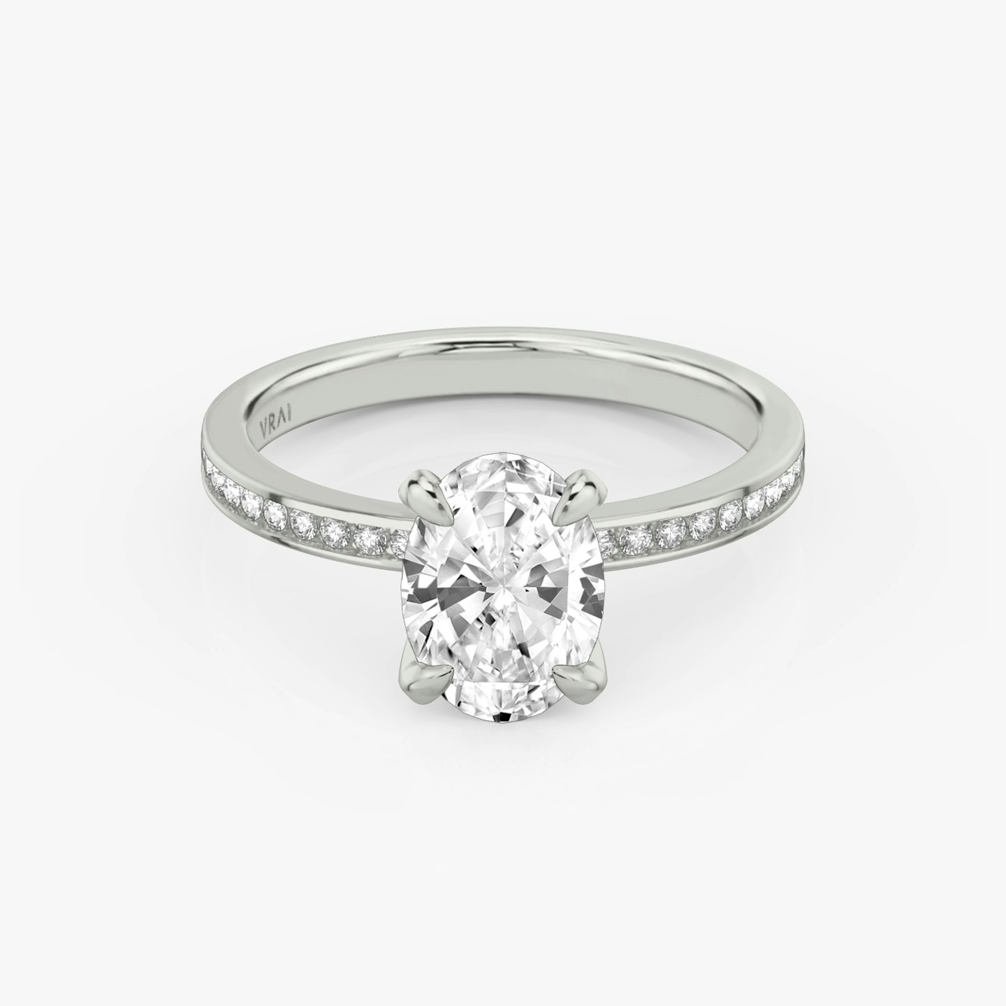 The Devotion | Oval | 18k | White Gold | bandAccent: Pavé | bandStoneShape: Round Brilliant | bandStoneStyle: original | diamondOrientation: vertical | caratWeight: other