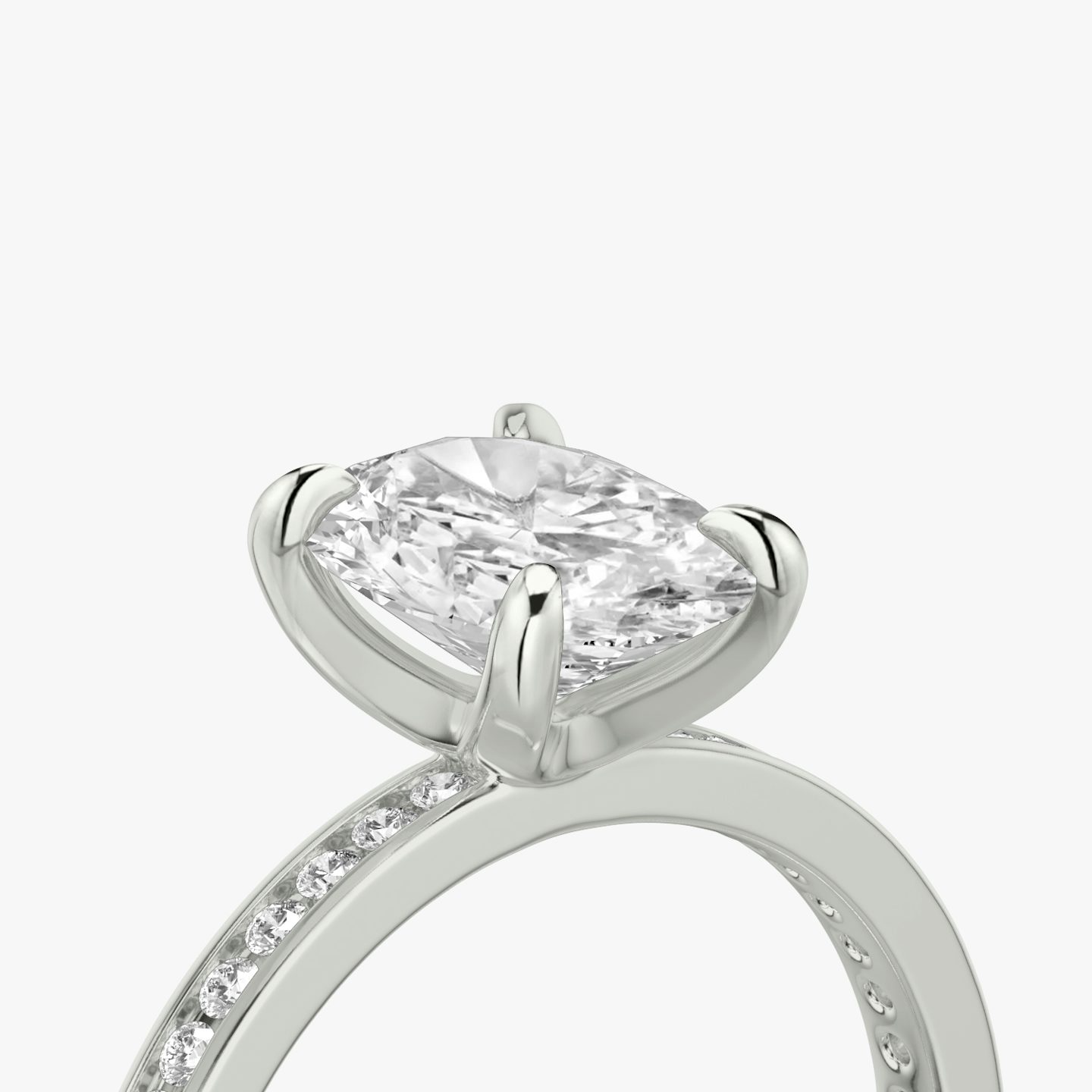 The Devotion | Oval | 18k | White Gold | bandAccent: Pavé | bandStoneShape: Round Brilliant | bandStoneStyle: original | diamondOrientation: vertical | caratWeight: other
