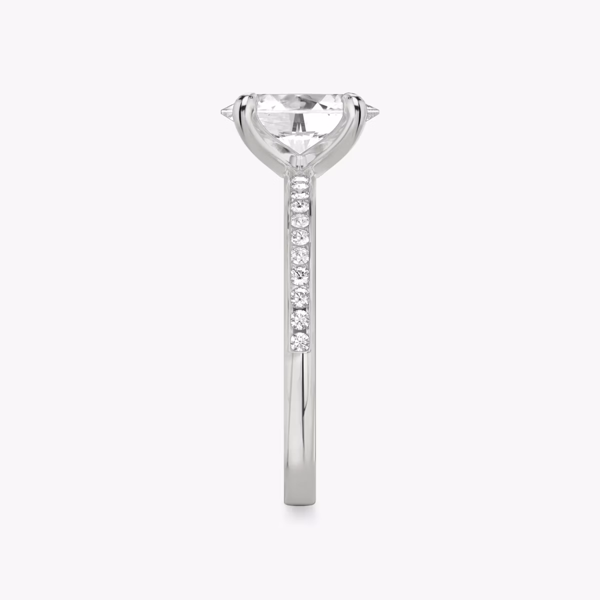 The Devotion | Oval | 18k | White Gold | bandAccent: Pavé | bandStoneShape: Round Brilliant | bandStoneStyle: original | diamondOrientation: vertical | caratWeight: other