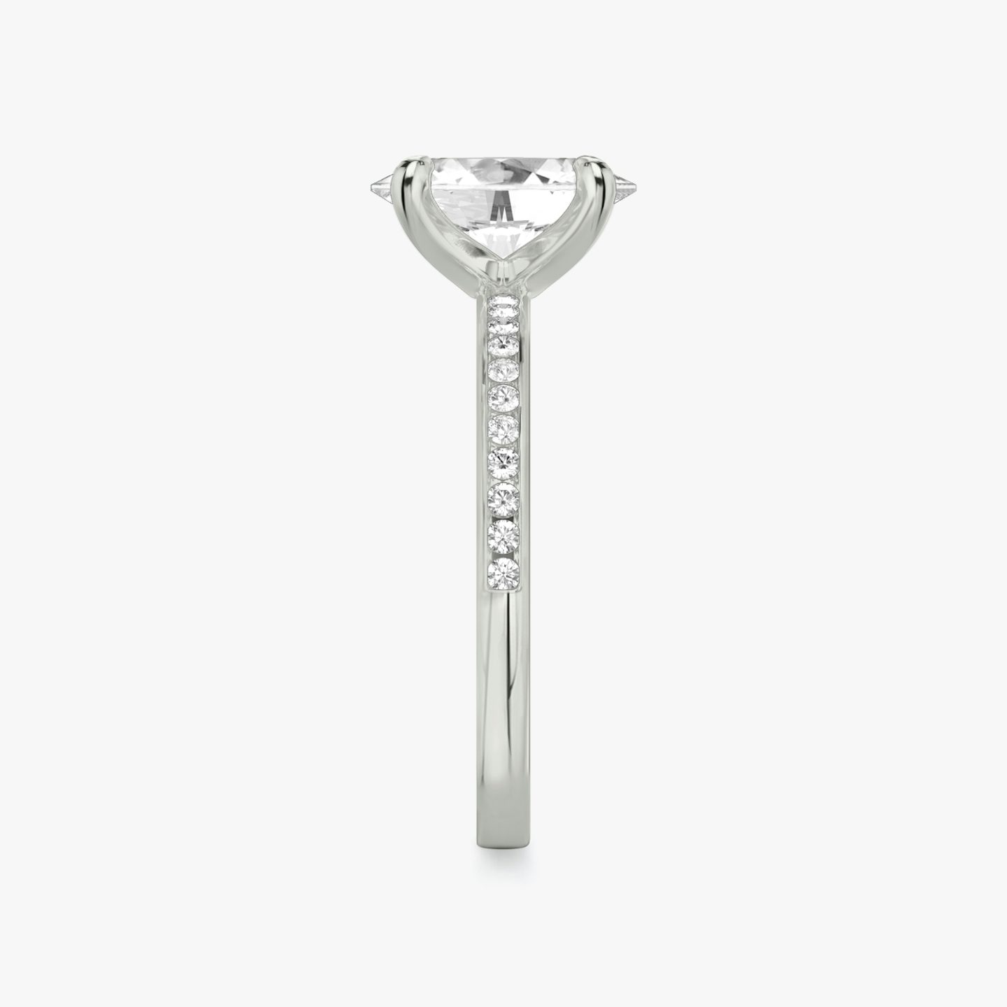 The Devotion | Oval | 18k | White Gold | bandAccent: Pavé | bandStoneShape: Round Brilliant | bandStoneStyle: original | diamondOrientation: vertical | caratWeight: other