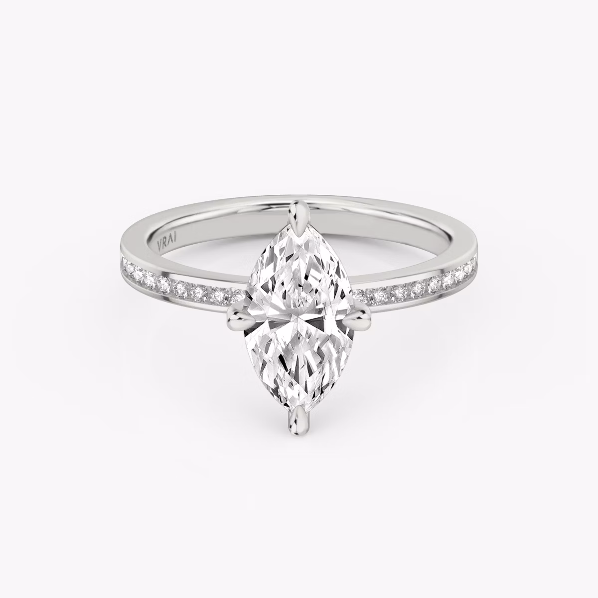 The Devotion | Marquise | 18k | White Gold | bandAccent: Pavé | bandStoneShape: Round Brilliant | bandStoneStyle: original | diamondOrientation: vertical | caratWeight: other