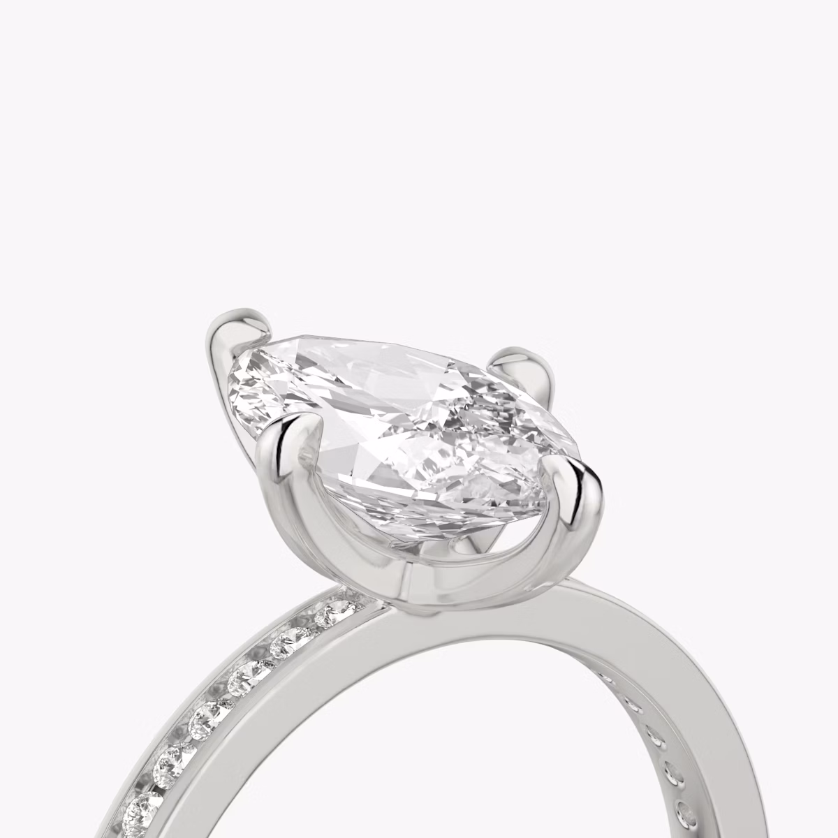 The Devotion | Marquise | 18k | White Gold | bandAccent: Pavé | bandStoneShape: Round Brilliant | bandStoneStyle: original | diamondOrientation: vertical | caratWeight: other
