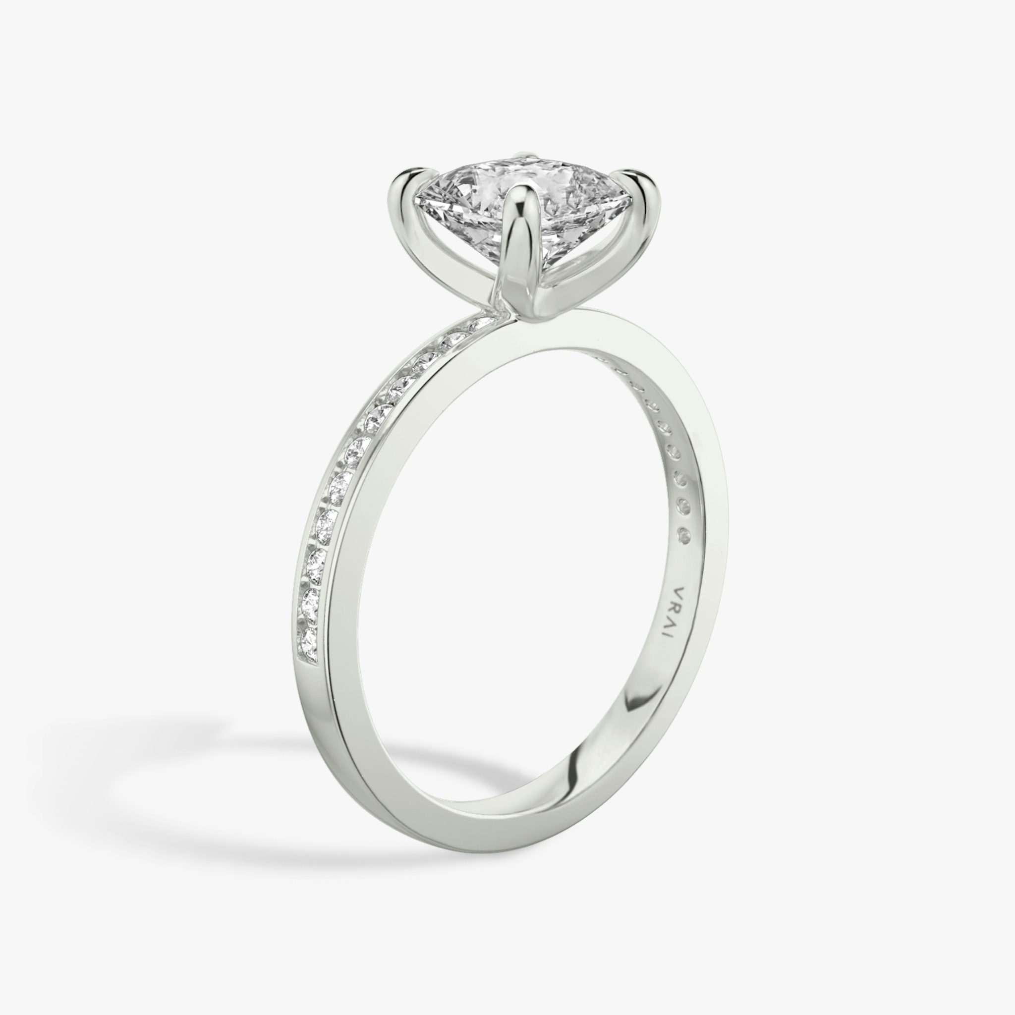 The Devotion | Asscher | 18k | White Gold | bandAccent: Pavé | bandStoneShape: Round Brilliant | bandStoneStyle: original | diamondOrientation: vertical | caratWeight: other