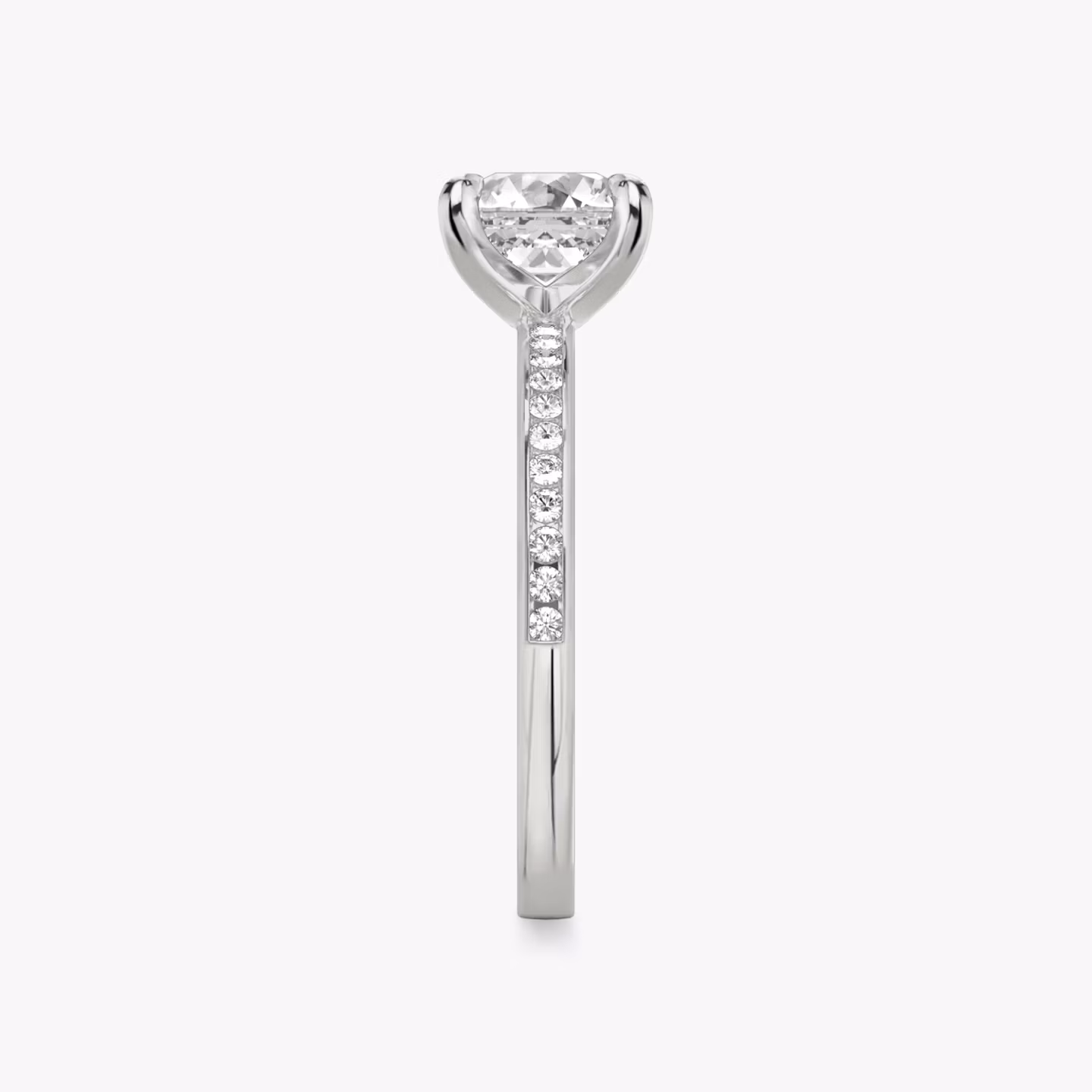 Anillo de compromiso Devotion | Asscher | 18k | Oro blanco | bandAccent: Pavé | bandStoneShape: Brillante | bandStoneStyle: original | diamondOrientation: vertical | caratWeight: other