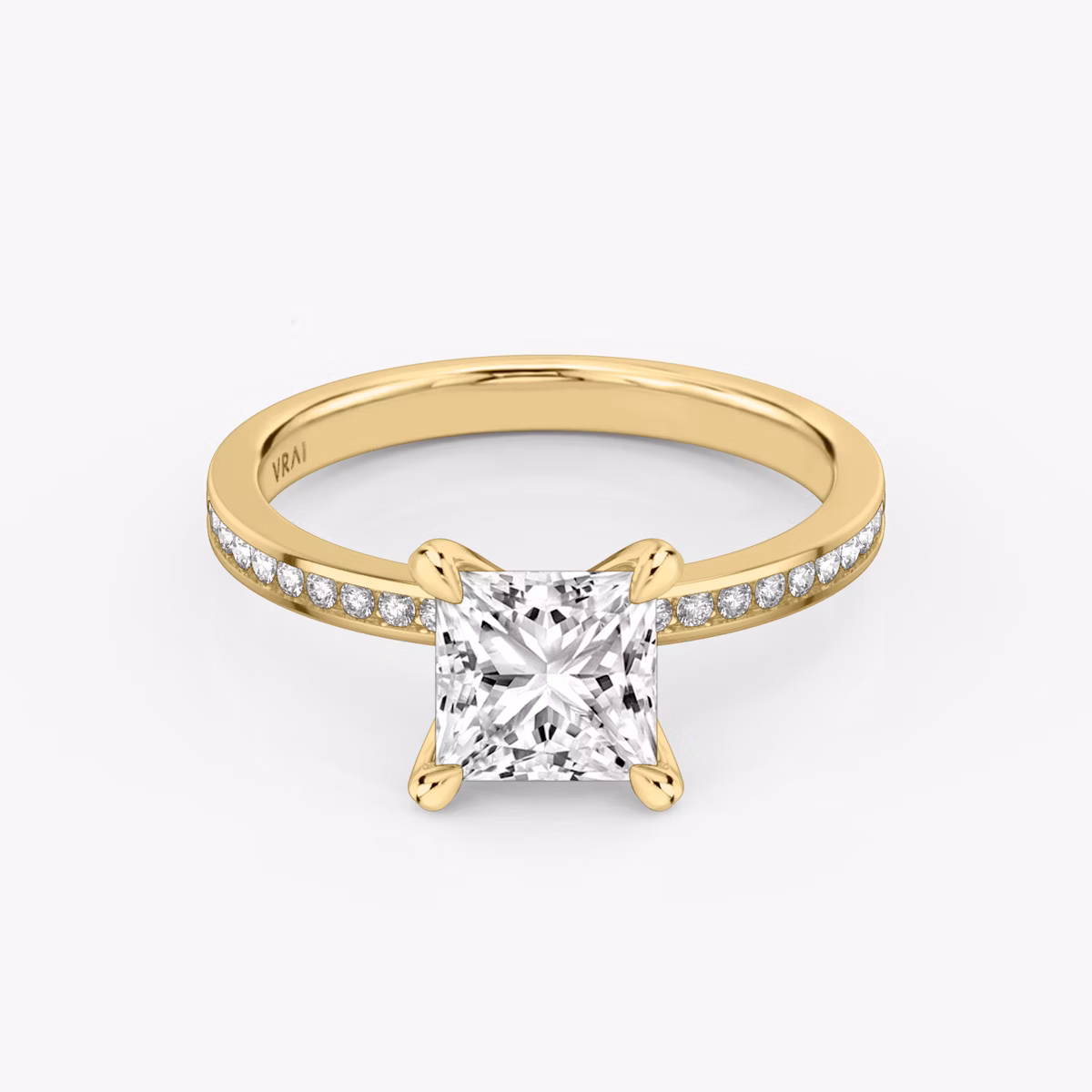 The Devotion | Princess | 18k | Yellow Gold | bandAccent: Pavé | bandStoneShape: Round Brilliant | bandStoneStyle: original | diamondOrientation: vertical | caratWeight: other