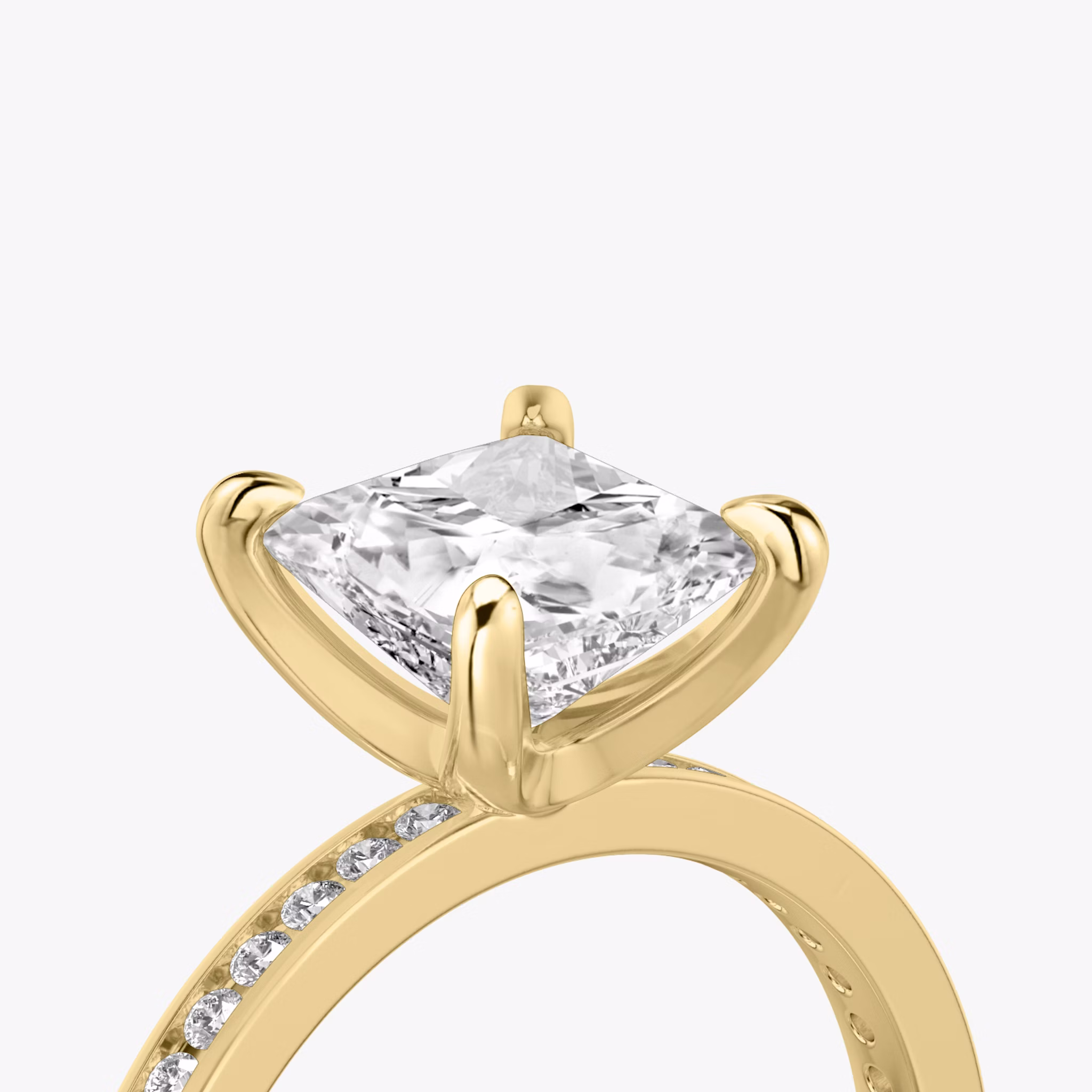 The Devotion | Princess | 18k | Yellow Gold | bandAccent: Pavé | bandStoneShape: Round Brilliant | bandStoneStyle: original | diamondOrientation: vertical | caratWeight: other