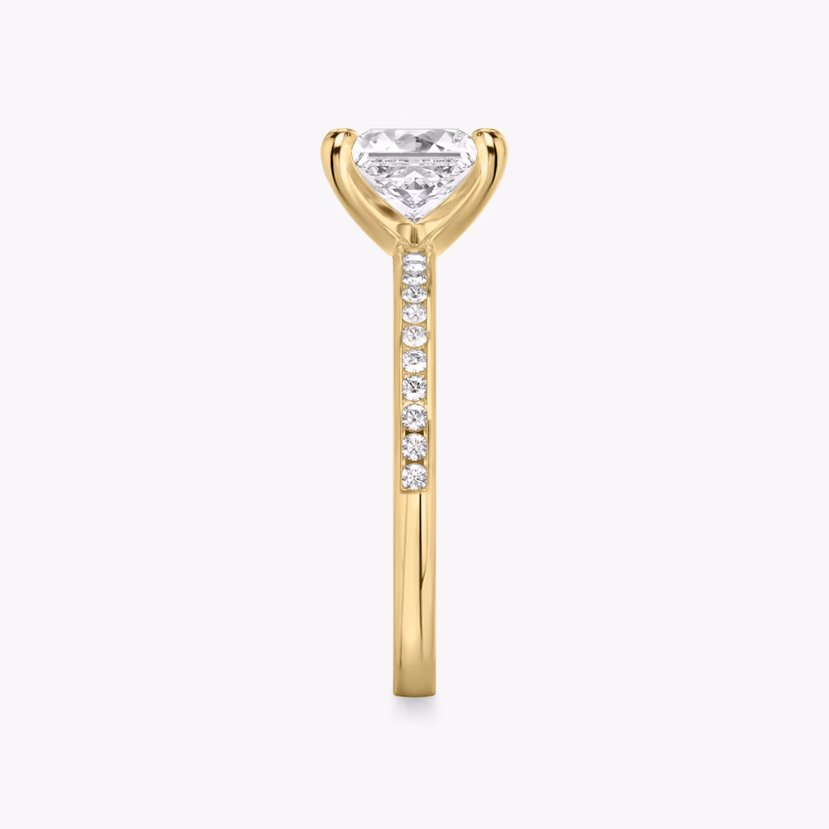 The Devotion | Princess | 18k | Yellow Gold | bandAccent: Pavé | bandStoneShape: Round Brilliant | bandStoneStyle: original | diamondOrientation: vertical | caratWeight: other