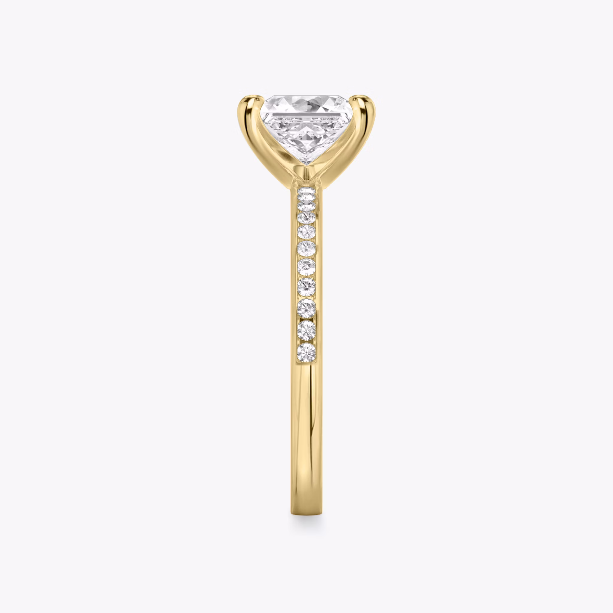 The Devotion | Princess | 18k | Yellow Gold | bandAccent: Pavé | bandStoneShape: Round Brilliant | bandStoneStyle: original | diamondOrientation: vertical | caratWeight: other