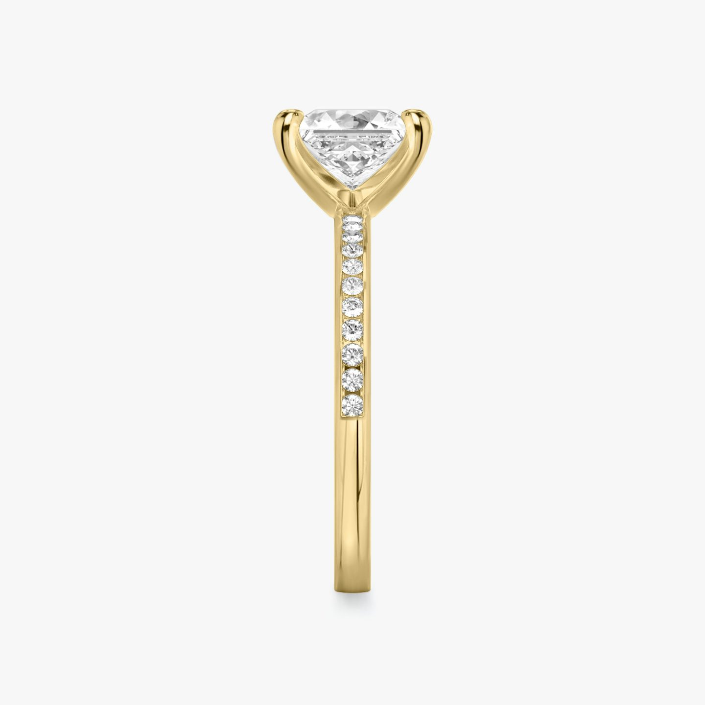 The Devotion | Princess | 18k | Yellow Gold | bandAccent: Pavé | bandStoneShape: Round Brilliant | bandStoneStyle: original | diamondOrientation: vertical | caratWeight: other