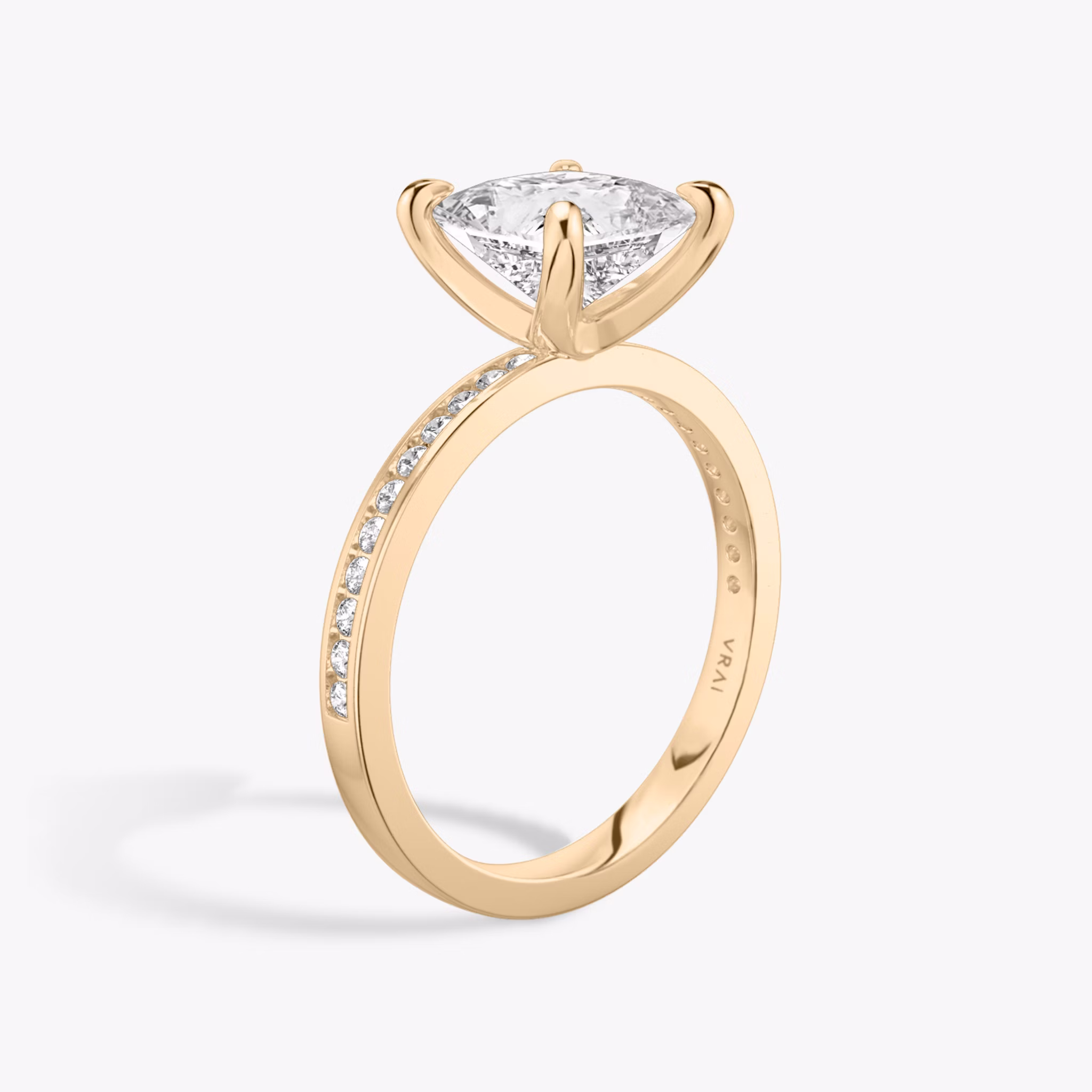 The Devotion | princess | 14k | rose-gold | bandAccent: pave | bandStoneShape: round-brilliant | bandStoneStyle: original | diamondOrientation: vertical | caratWeight: other