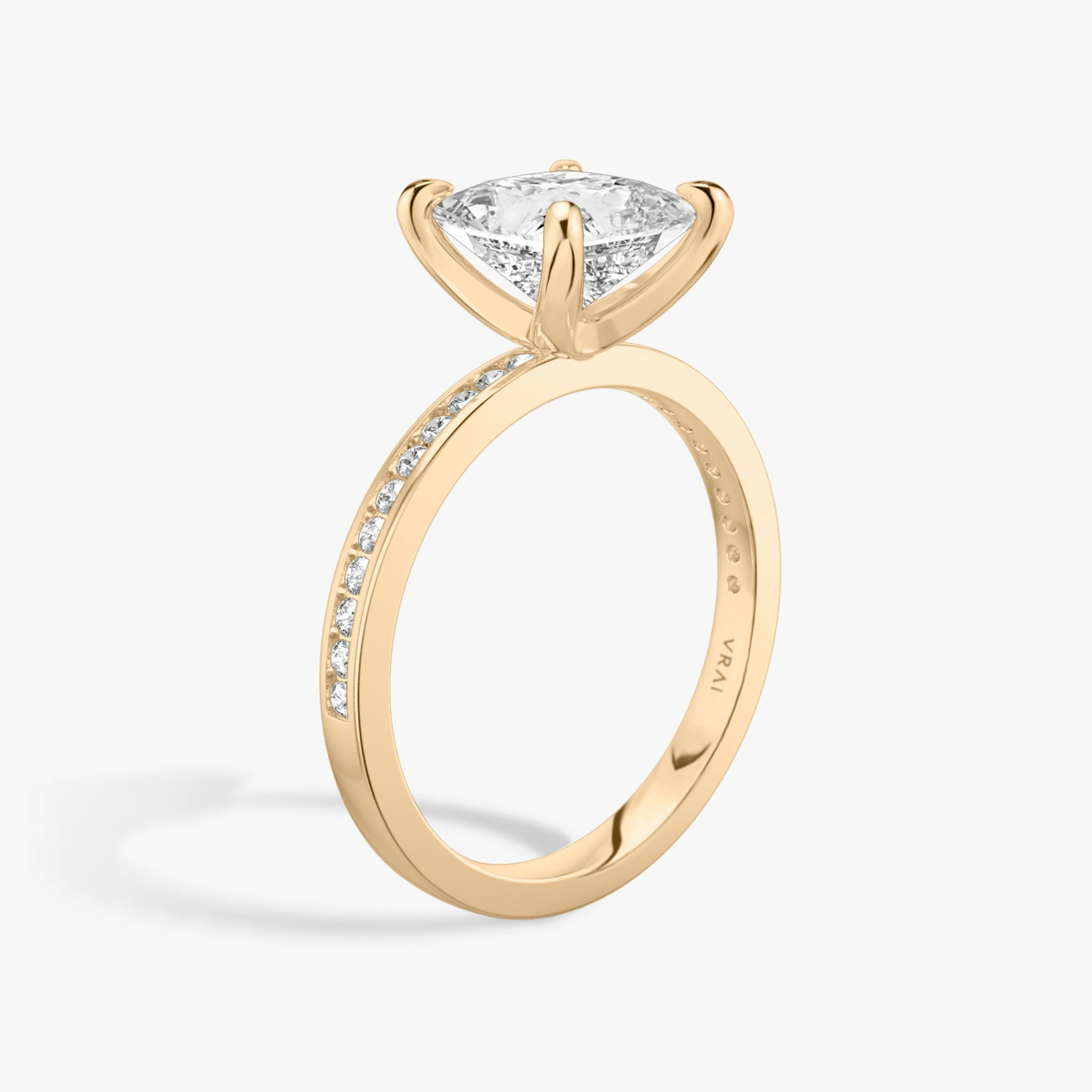 The Devotion | princess | 14k | rose-gold | bandAccent: pave | bandStoneShape: round-brilliant | bandStoneStyle: original | diamondOrientation: vertical | caratWeight: other