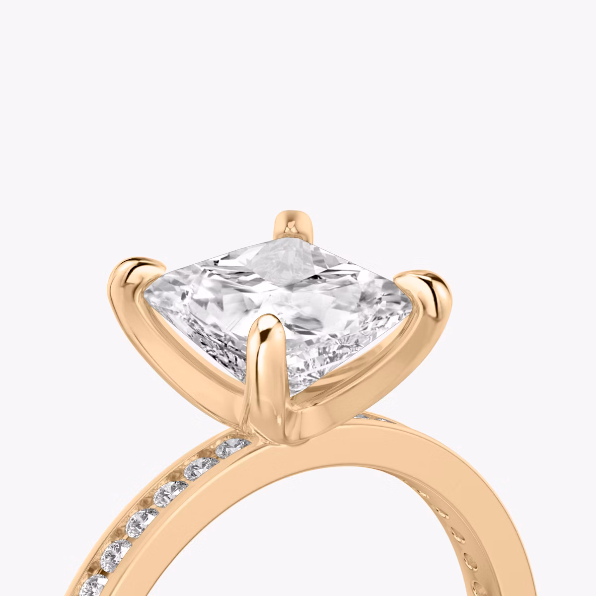 The Devotion | Princess | 14k | Rose Gold | bandAccent: Pavé | bandStoneShape: Round Brilliant | bandStoneStyle: original | diamondOrientation: vertical | caratWeight: other