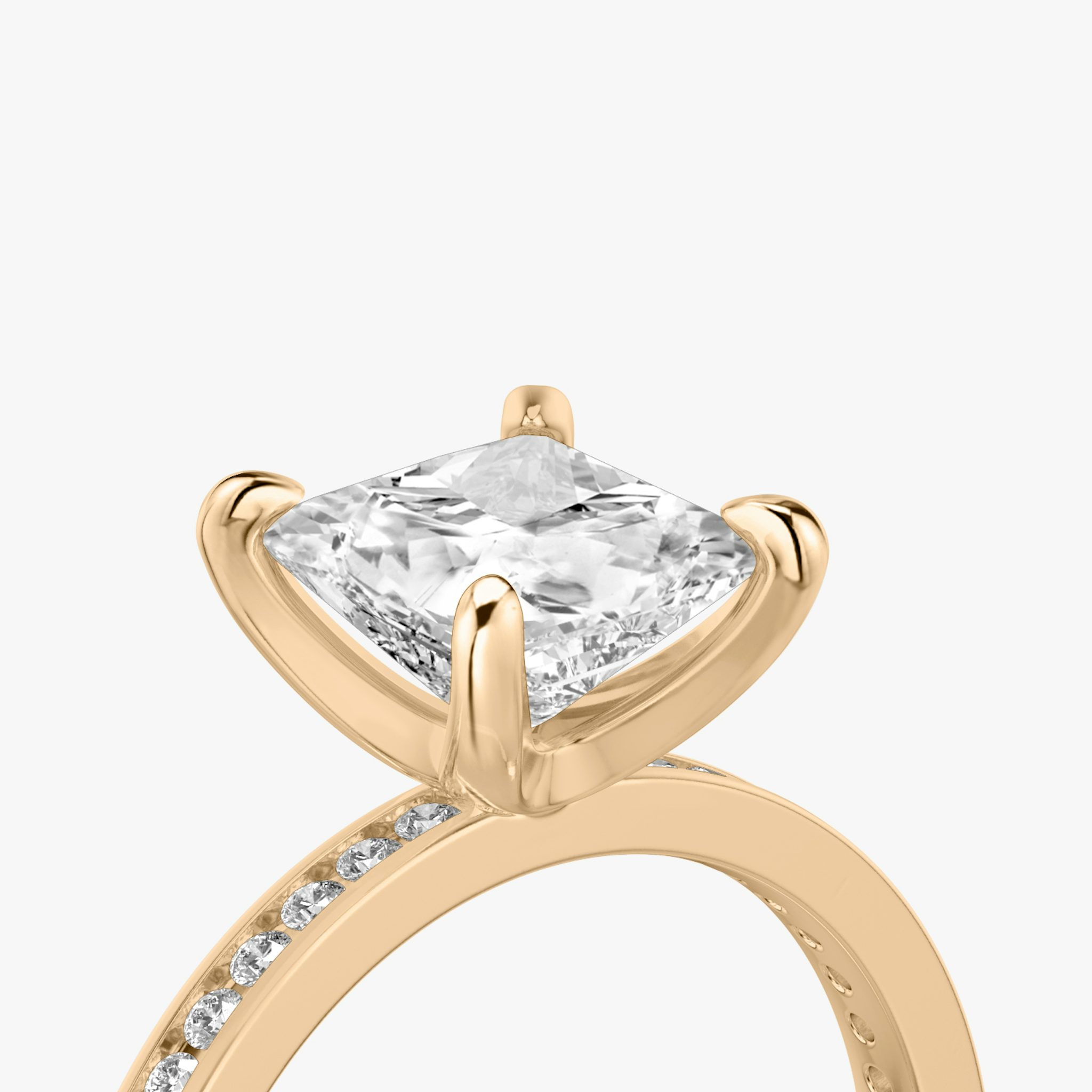 The Devotion | princess | 14k | rose-gold | bandAccent: pave | bandStoneShape: round-brilliant | bandStoneStyle: original | diamondOrientation: vertical | caratWeight: other