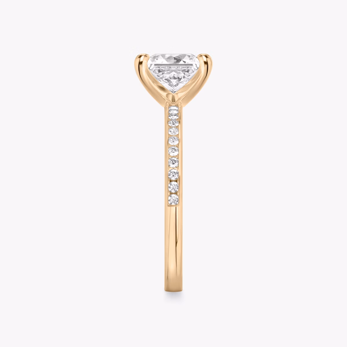 The Devotion | Princess | 14k | Rose Gold | bandAccent: Pavé | bandStoneShape: Round Brilliant | bandStoneStyle: original | diamondOrientation: vertical | caratWeight: other