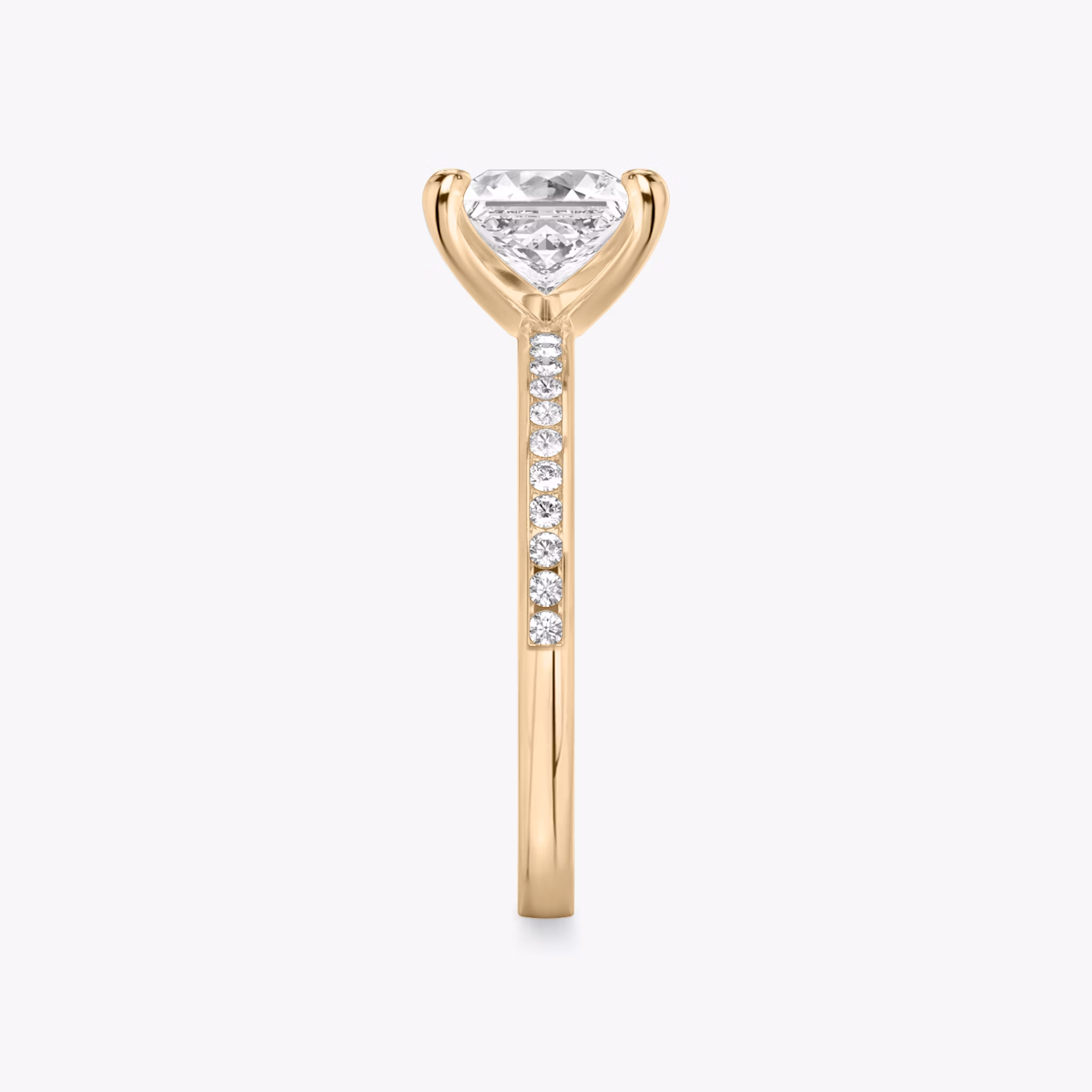 The Devotion | princess | 14k | rose-gold | bandAccent: pave | bandStoneShape: round-brilliant | bandStoneStyle: original | diamondOrientation: vertical | caratWeight: other