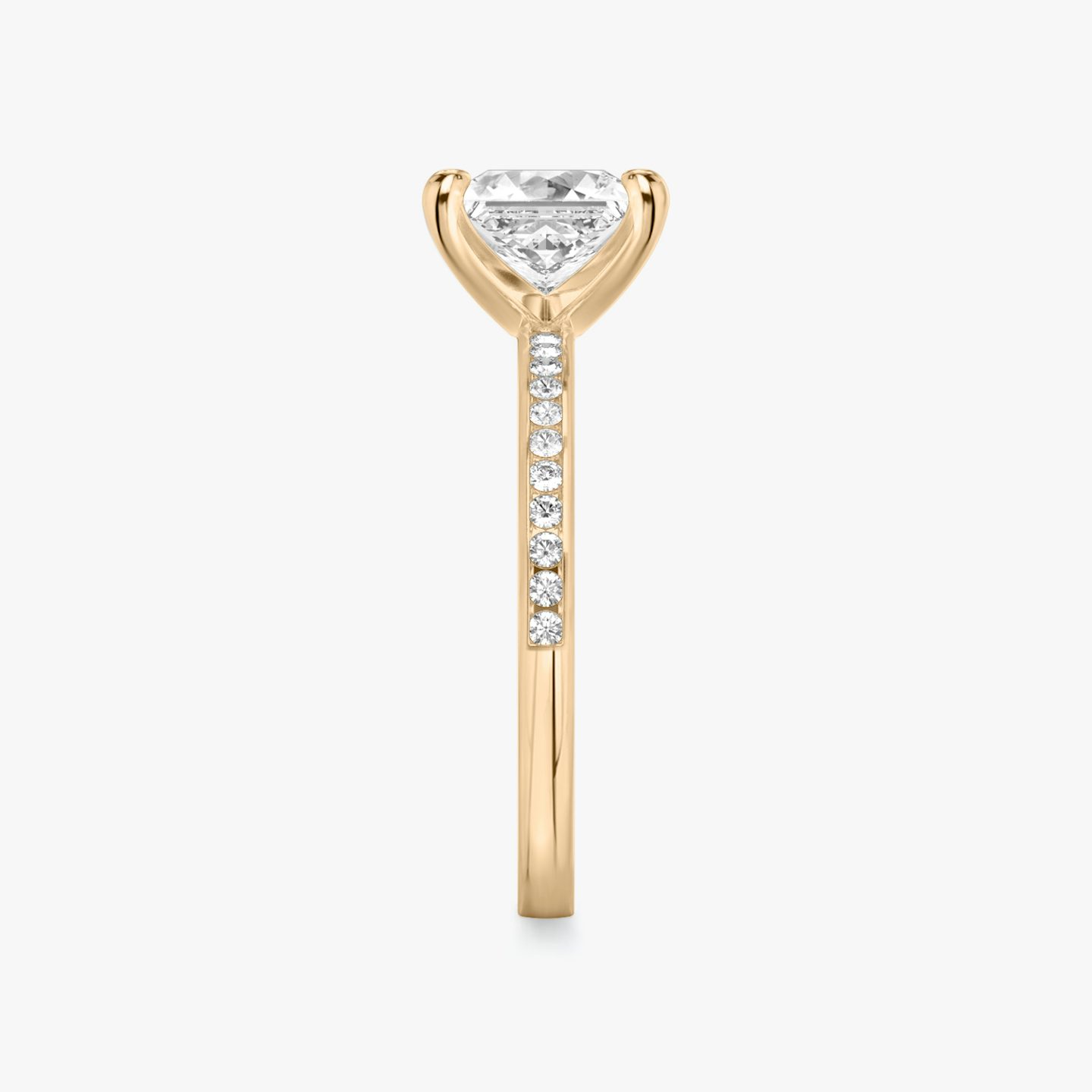 The Devotion | Princess | 14k | Rose Gold | bandAccent: Pavé | bandStoneShape: Round Brilliant | bandStoneStyle: original | diamondOrientation: vertical | caratWeight: other