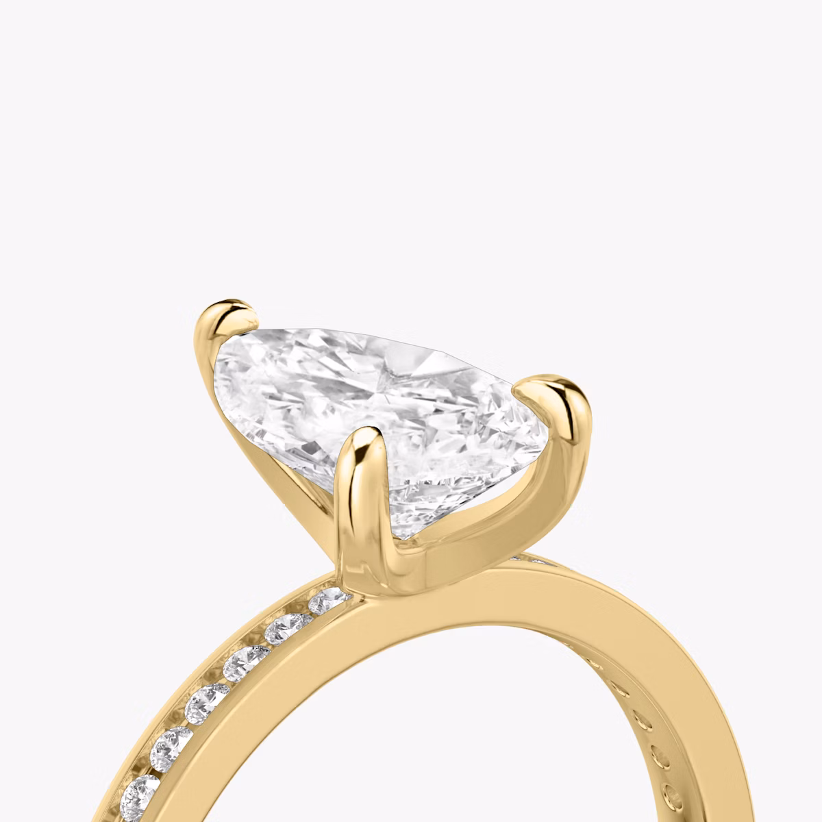The Devotion | Pear | 18k | Yellow Gold | bandAccent: Pavé | bandStoneShape: Round Brilliant | bandStoneStyle: original | diamondOrientation: vertical | caratWeight: other