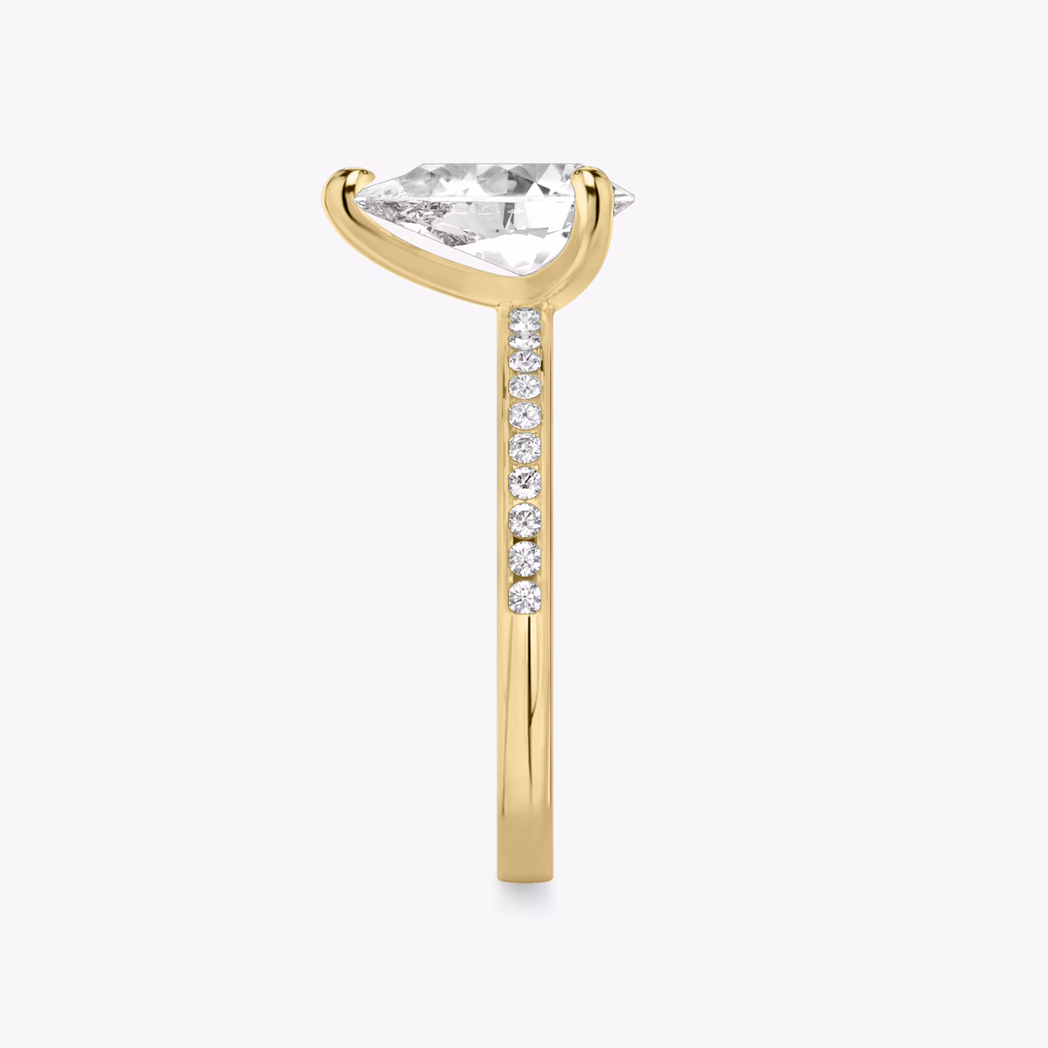 The Devotion | Pear | 18k | Yellow Gold | bandAccent: Pavé | bandStoneShape: Round Brilliant | bandStoneStyle: original | diamondOrientation: vertical | caratWeight: other