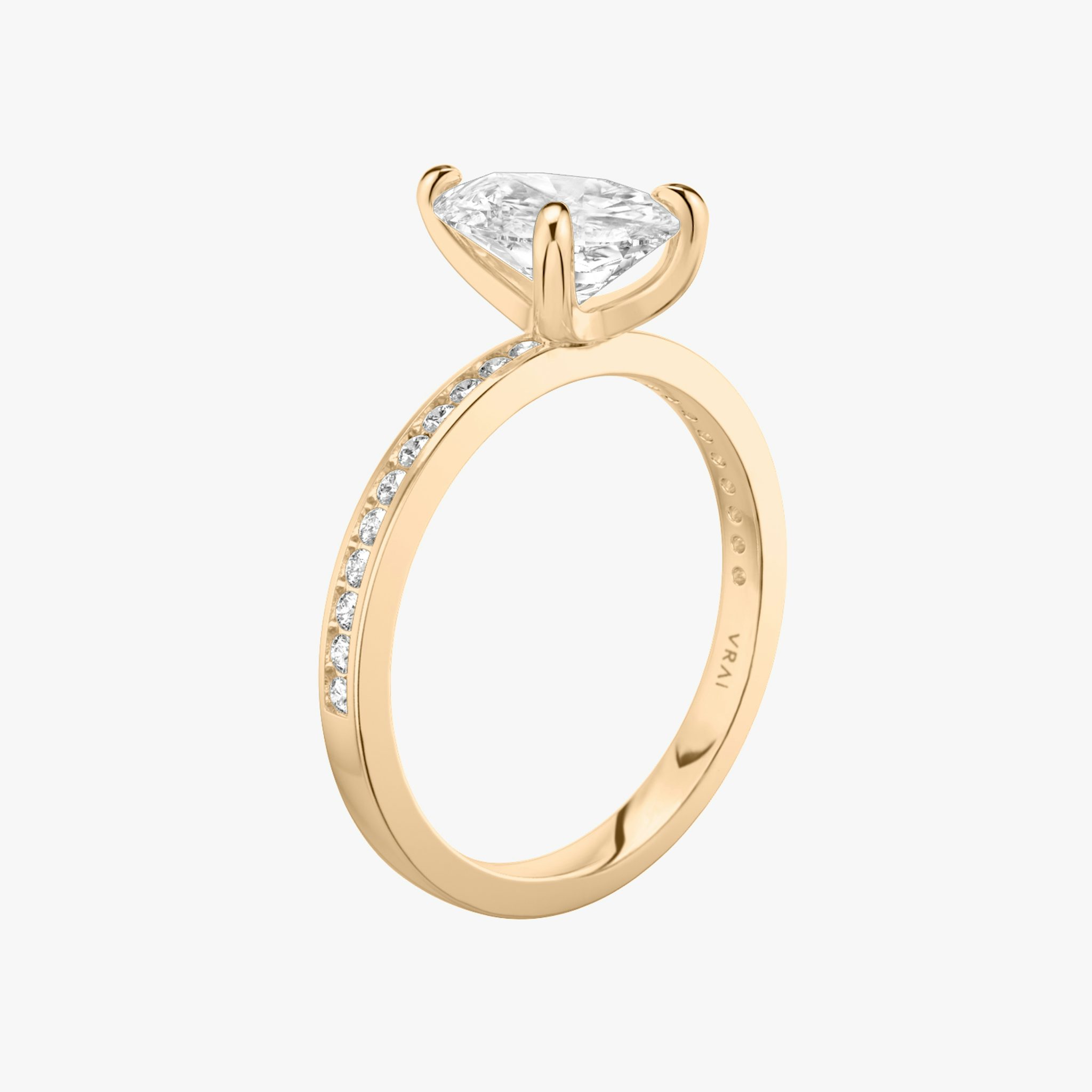 The Devotion | Pear | 14k | Rose Gold | bandAccent: Pavé | bandStoneShape: Round Brilliant | bandStoneStyle: original | diamondOrientation: vertical | caratWeight: other
