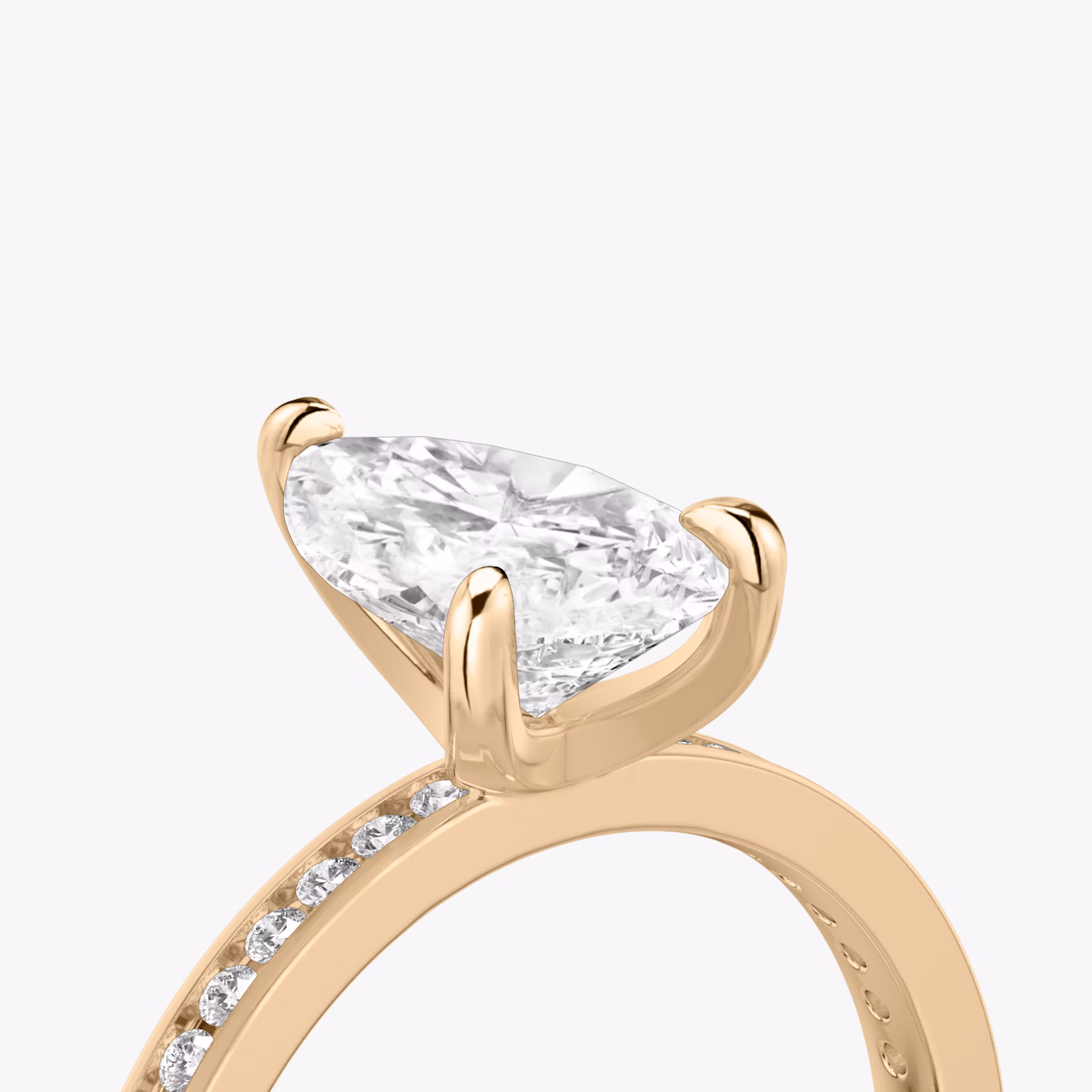 The Devotion | Pear | 14k | Rose Gold | bandAccent: Pavé | bandStoneShape: Round Brilliant | bandStoneStyle: original | diamondOrientation: vertical | caratWeight: other
