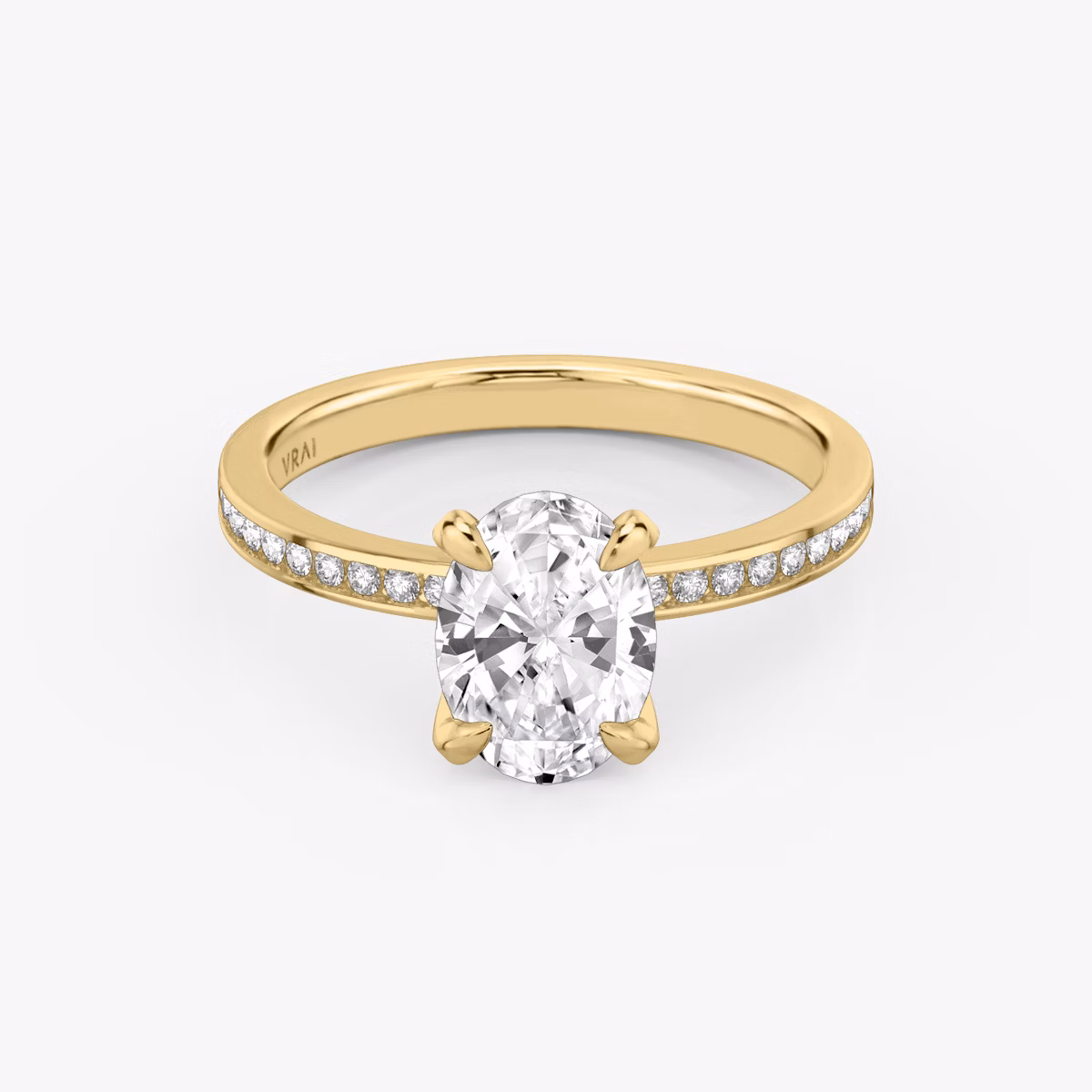 The Devotion | Oval | 18k | Yellow Gold | bandAccent: Pavé | bandStoneShape: Round Brilliant | bandStoneStyle: original | diamondOrientation: vertical | caratWeight: other