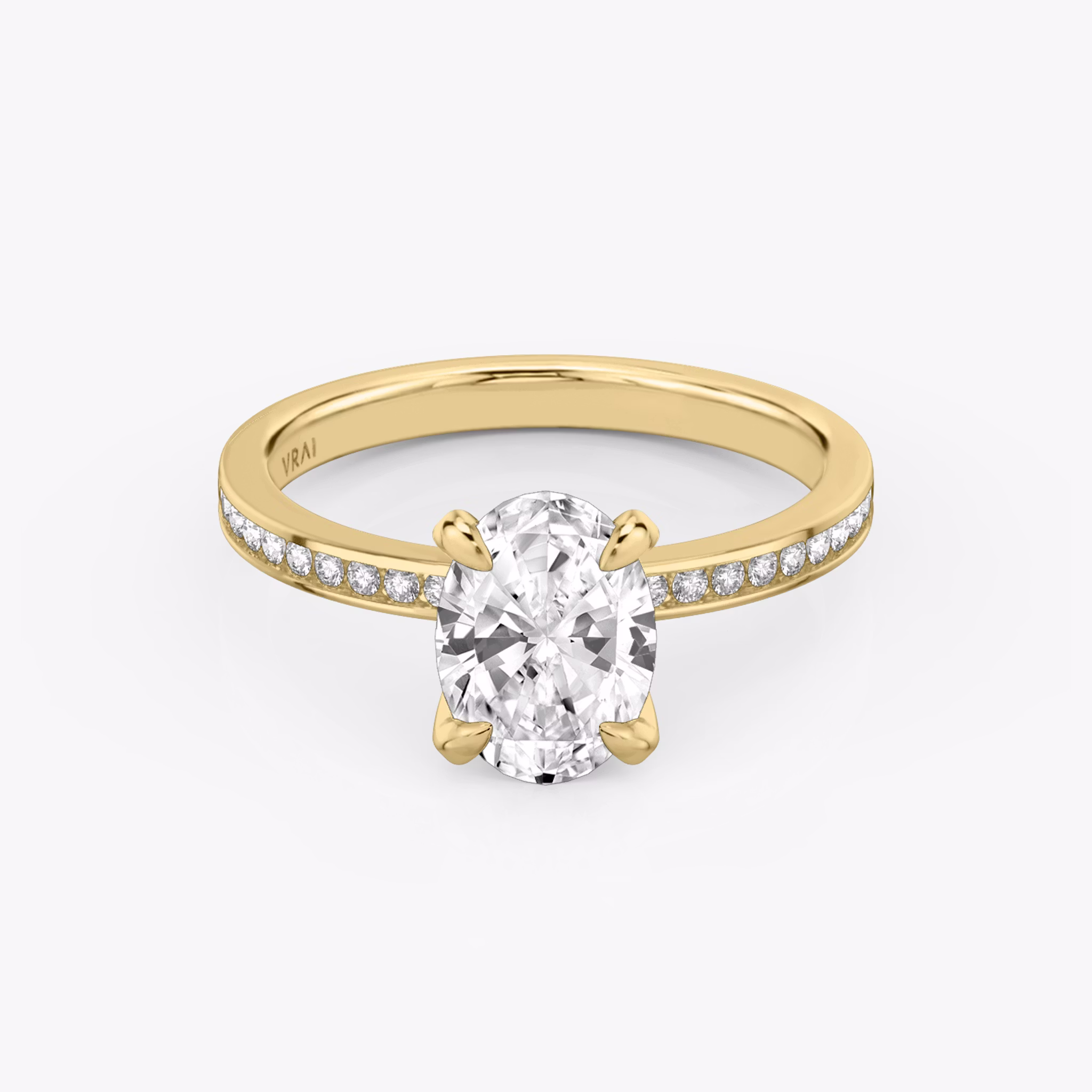 The Devotion | Oval | 18k | Yellow Gold | bandAccent: Pavé | bandStoneShape: Round Brilliant | bandStoneStyle: original | diamondOrientation: vertical | caratWeight: other