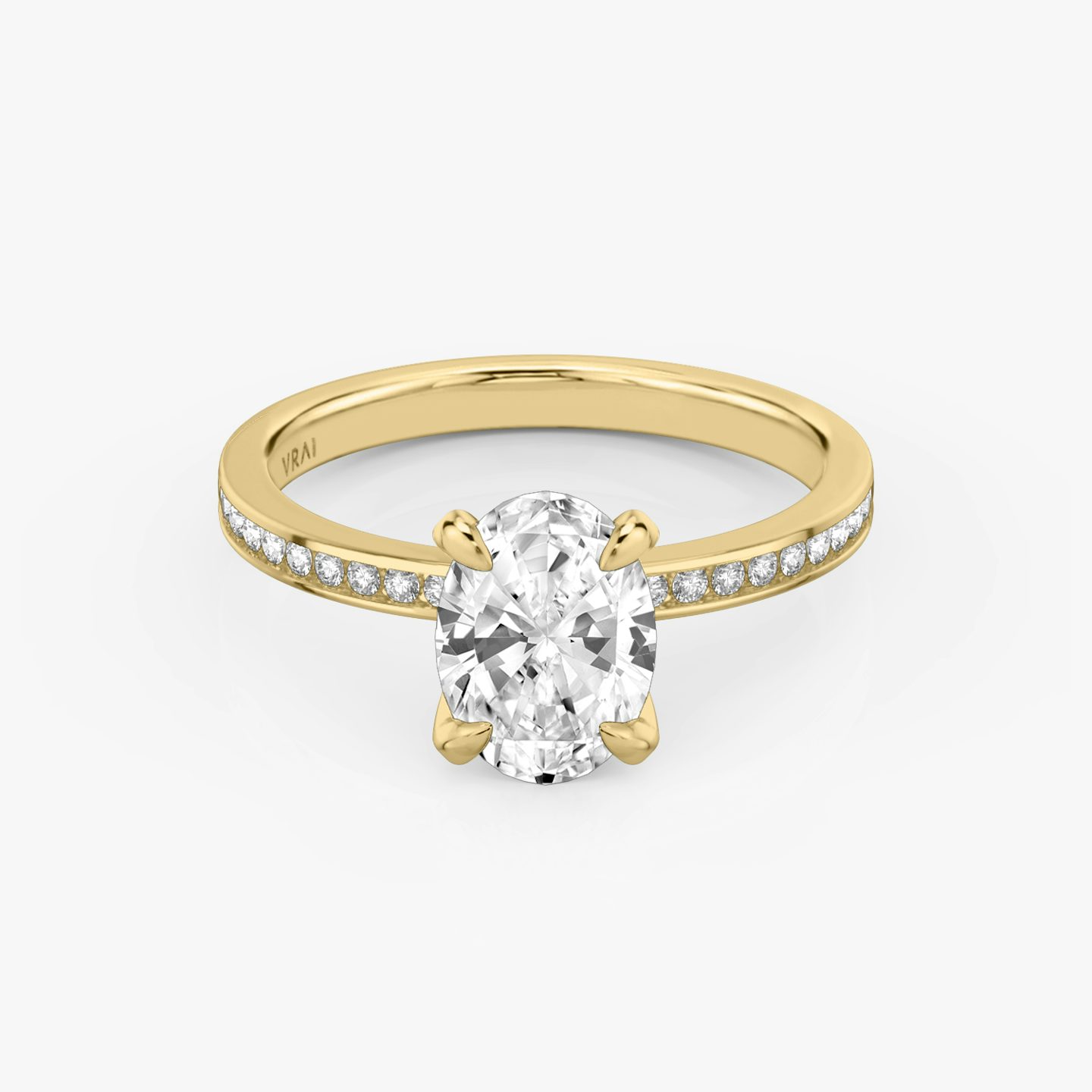 The Devotion | Oval | 18k | Yellow Gold | bandAccent: Pavé | bandStoneShape: Round Brilliant | bandStoneStyle: original | diamondOrientation: vertical | caratWeight: other