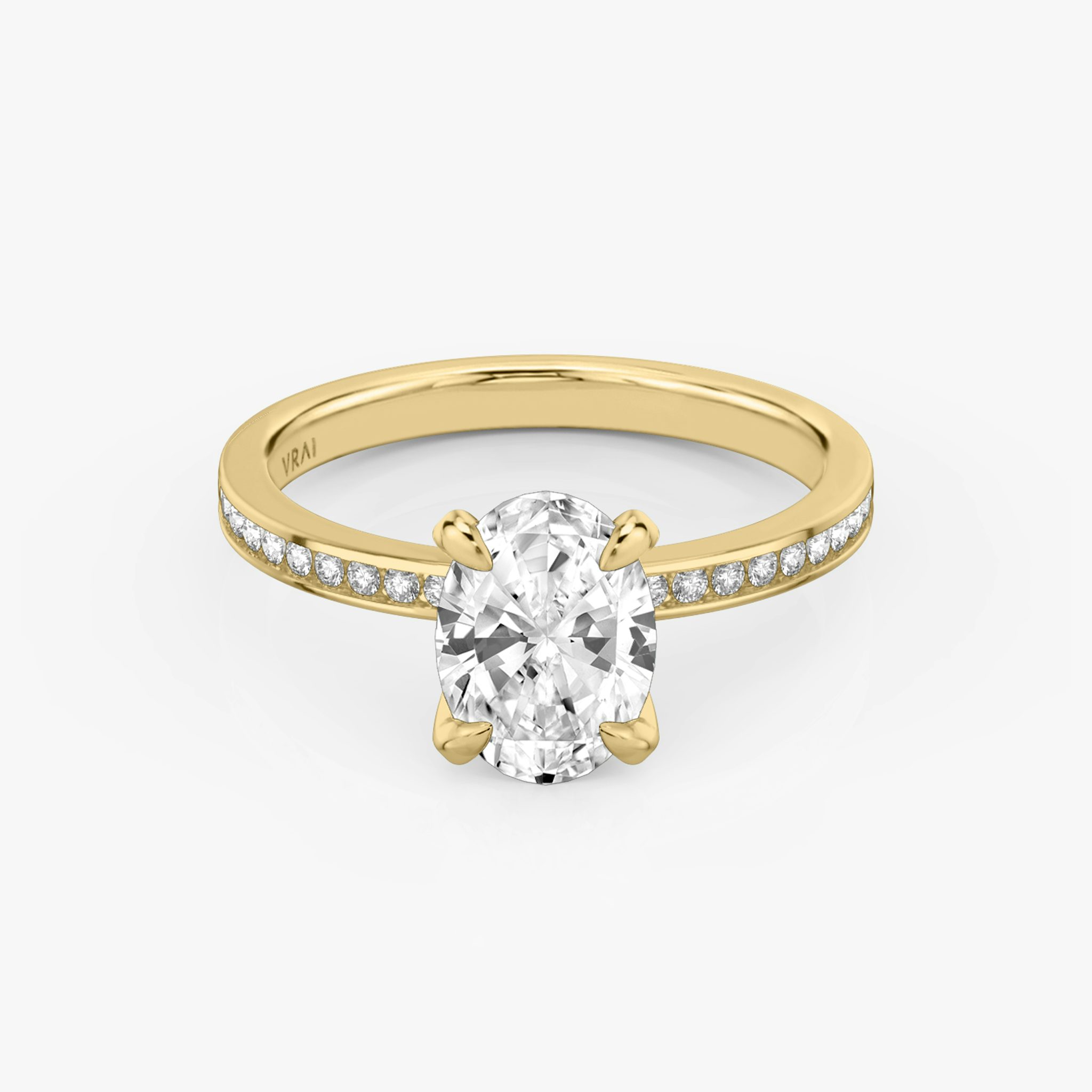The Devotion | Oval | 18k | Yellow Gold | bandAccent: Pavé | bandStoneShape: Round Brilliant | bandStoneStyle: original | diamondOrientation: vertical | caratWeight: other