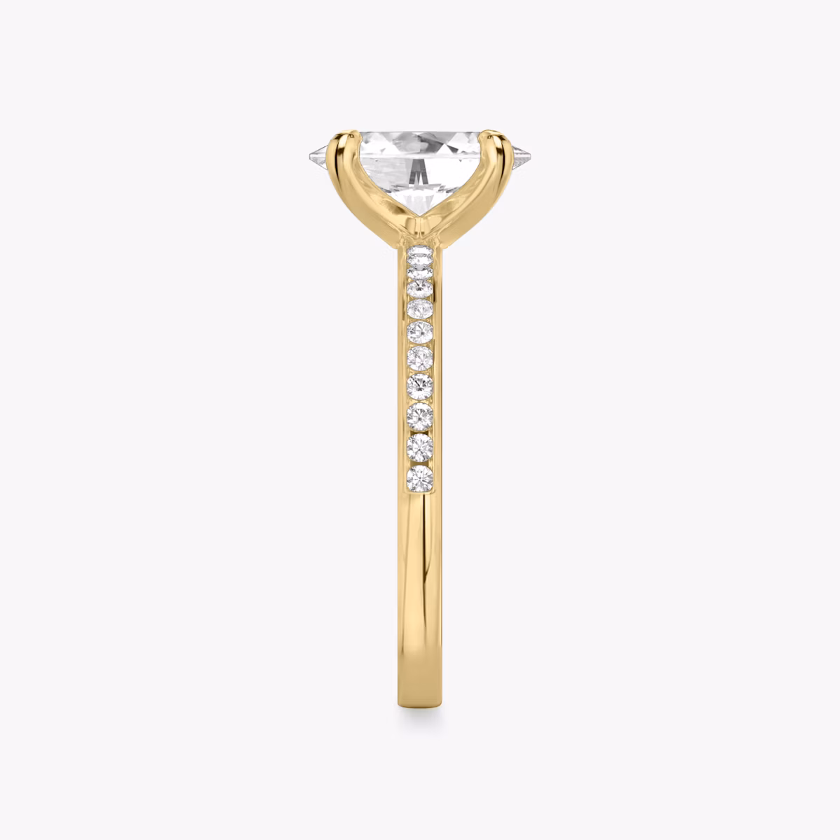 The Devotion | Oval | 18k | Yellow Gold | bandAccent: Pavé | bandStoneShape: Round Brilliant | bandStoneStyle: original | diamondOrientation: vertical | caratWeight: other