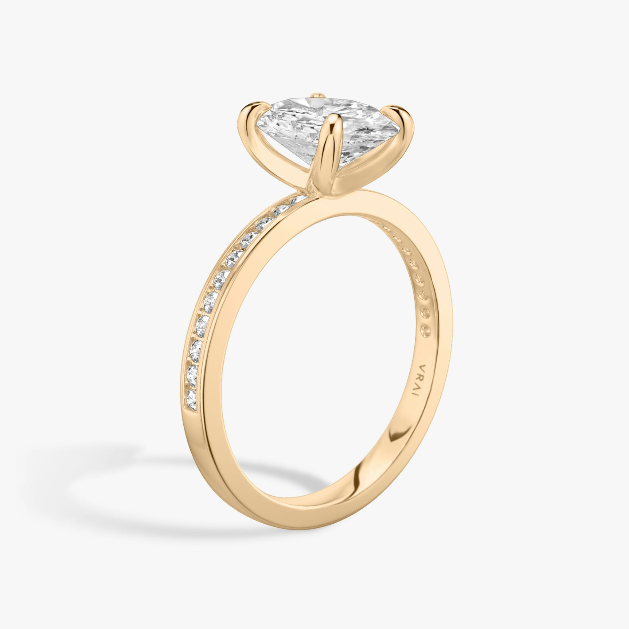The Devotion | Oval | 14k | Rose Gold | bandAccent: Pavé | bandStoneShape: Round Brilliant | bandStoneStyle: original | diamondOrientation: vertical | caratWeight: other