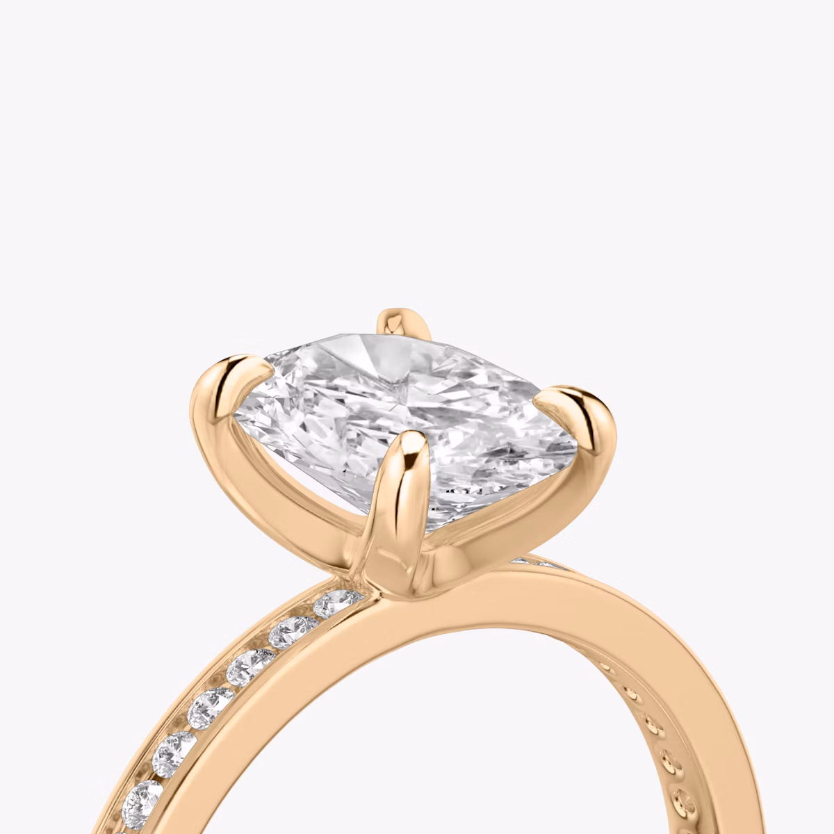 The Devotion | Oval | 14k | Rose Gold | bandAccent: Pavé | bandStoneShape: Round Brilliant | bandStoneStyle: original | diamondOrientation: vertical | caratWeight: other