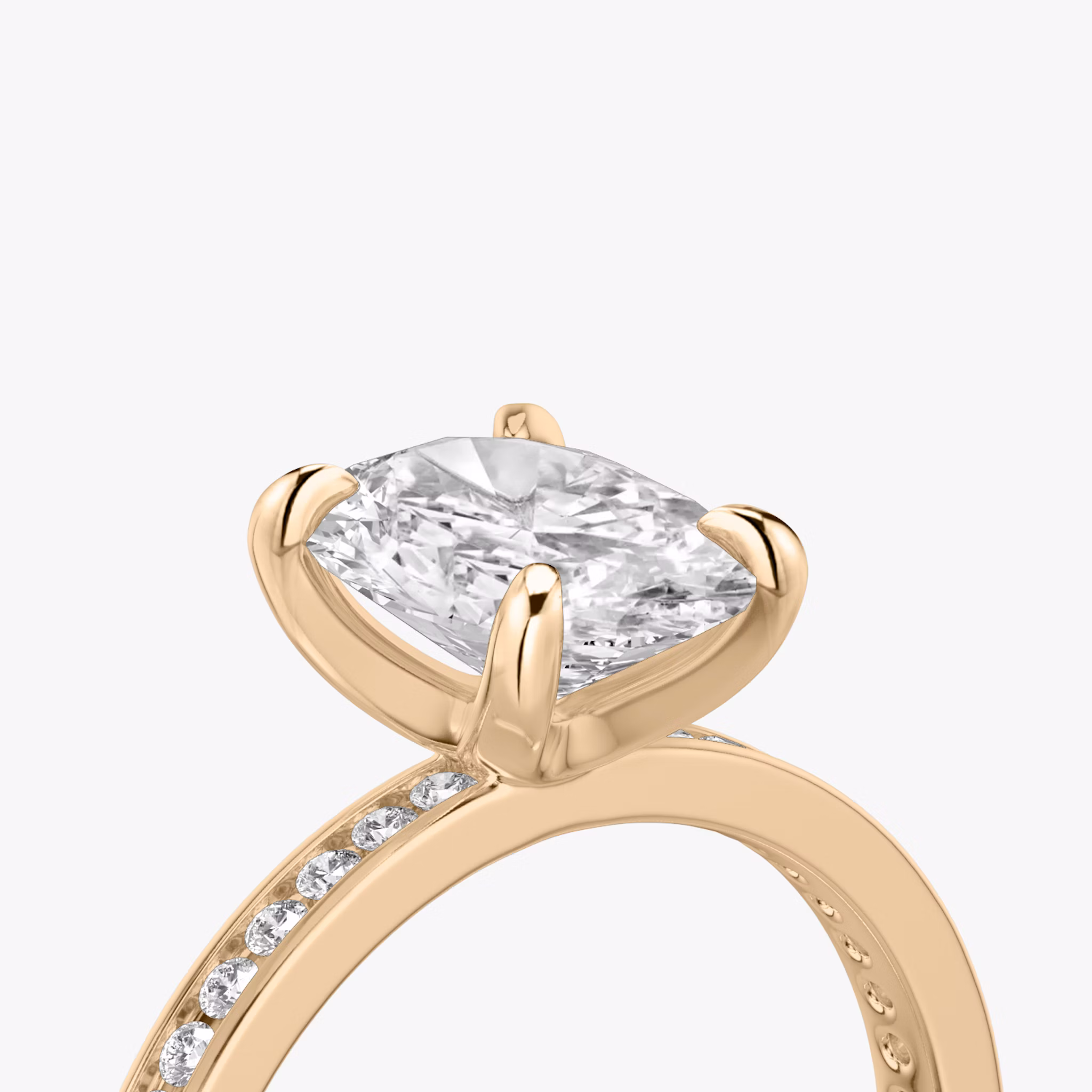 The Devotion | Oval | 14k | Rose Gold | bandAccent: Pavé | bandStoneShape: Round Brilliant | bandStoneStyle: original | diamondOrientation: vertical | caratWeight: other