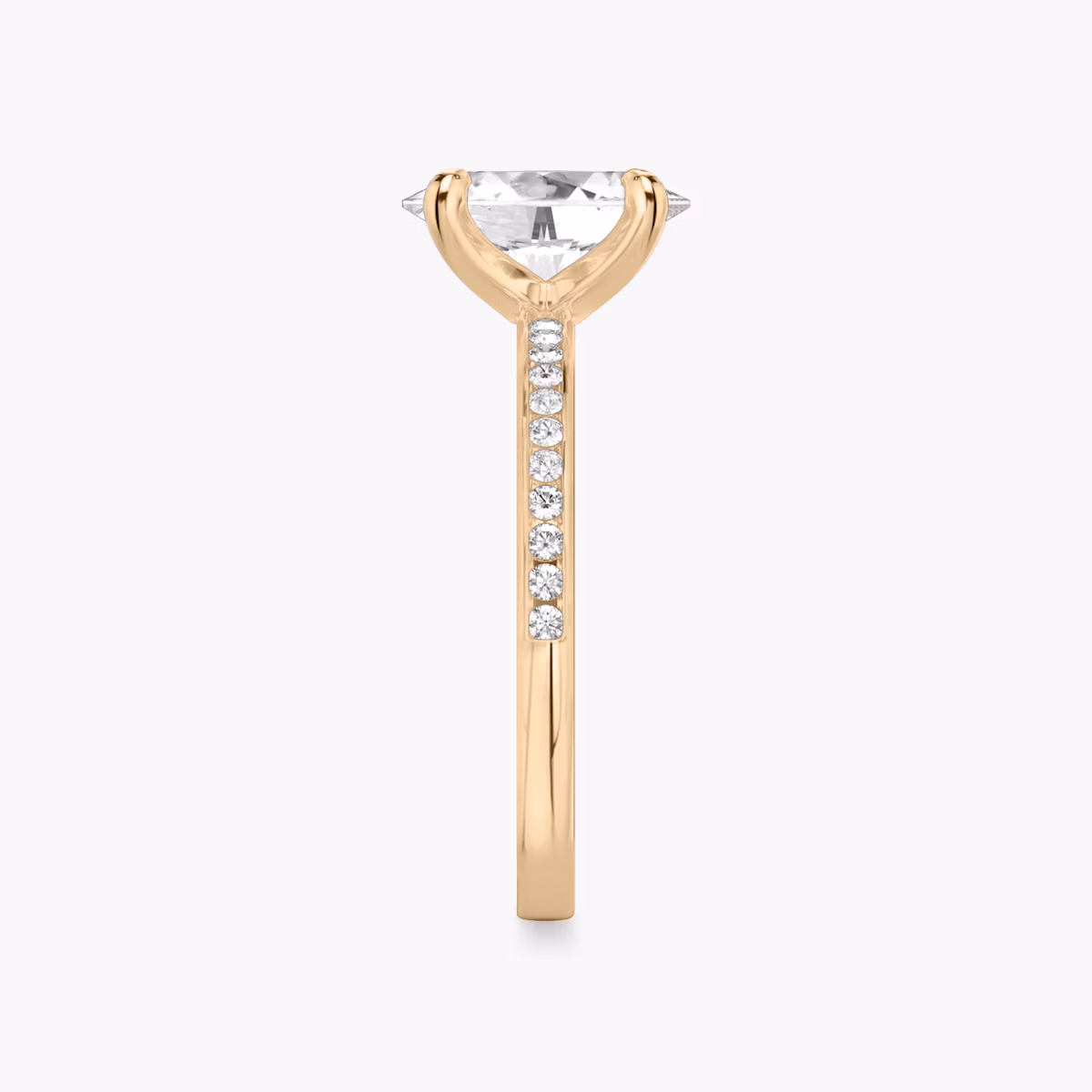 The Devotion | Oval | 14k | Rose Gold | bandAccent: Pavé | bandStoneShape: Round Brilliant | bandStoneStyle: original | diamondOrientation: vertical | caratWeight: other