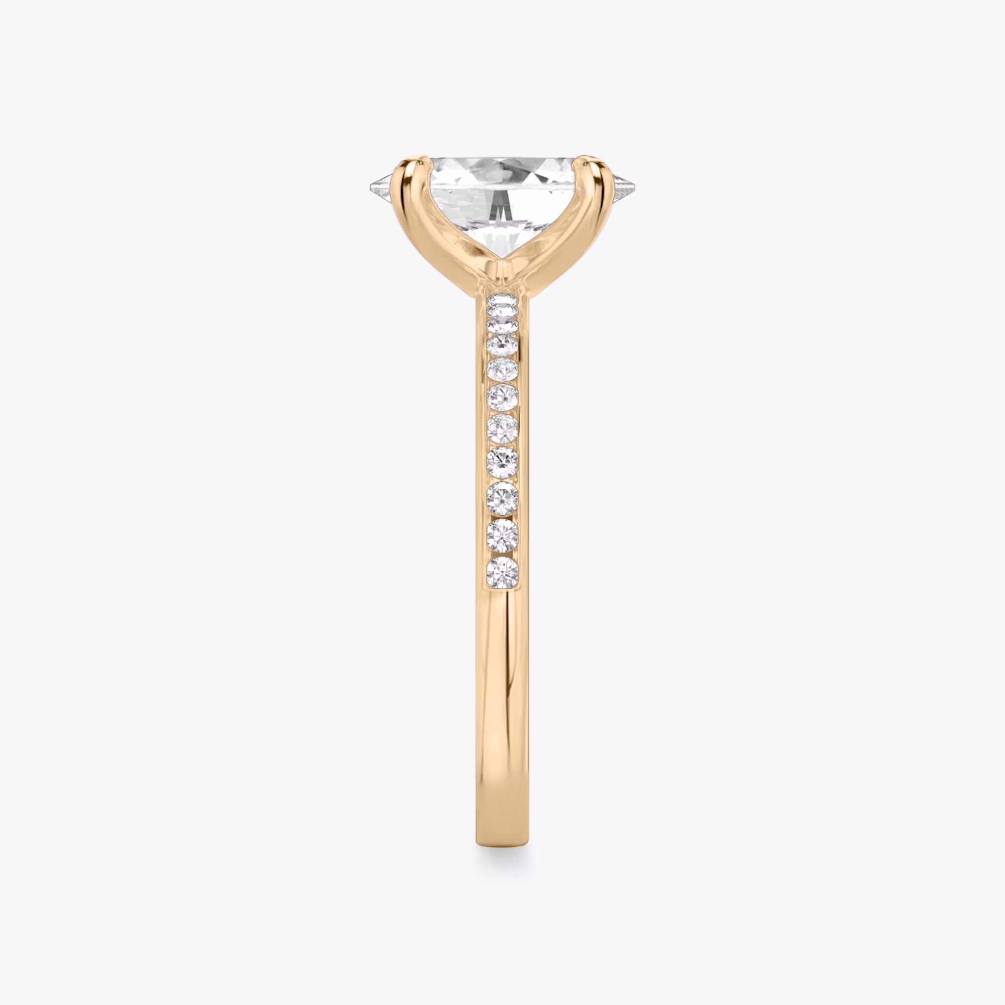 The Devotion | Oval | 14k | Rose Gold | bandAccent: Pavé | bandStoneShape: Round Brilliant | bandStoneStyle: original | diamondOrientation: vertical | caratWeight: other