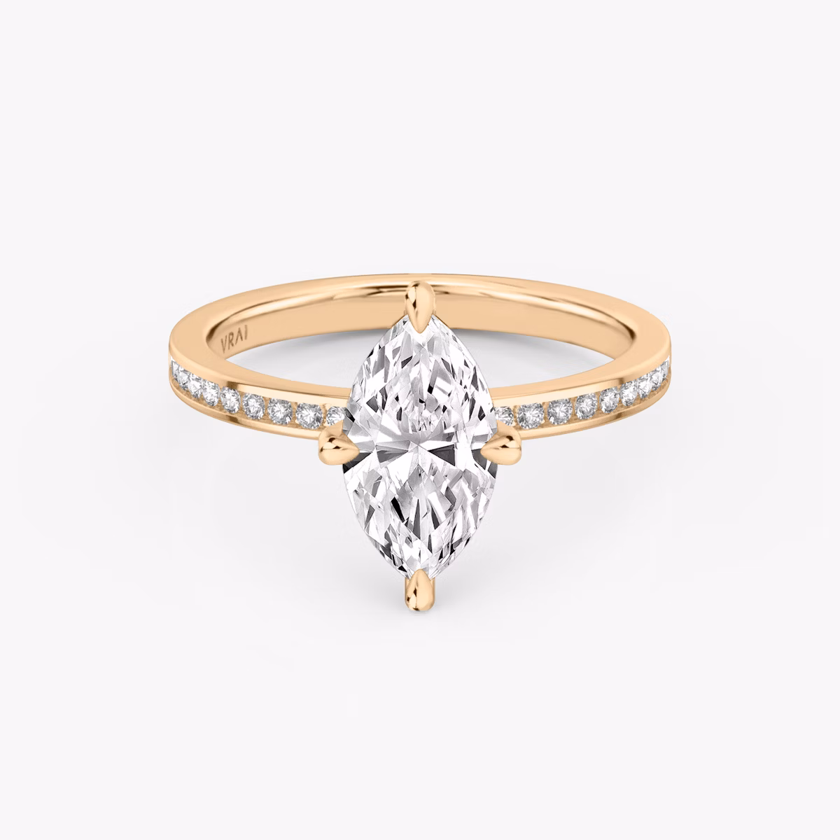 The Devotion | Marquise | 14k | Rose Gold | bandAccent: Pavé | bandStoneShape: Round Brilliant | bandStoneStyle: original | diamondOrientation: vertical | caratWeight: other