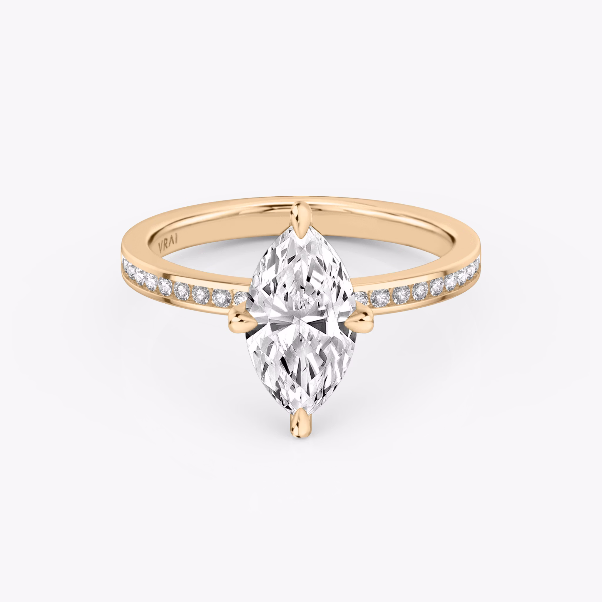 The Devotion | Marquise | 14k | Rose Gold | bandAccent: Pavé | bandStoneShape: Round Brilliant | bandStoneStyle: original | diamondOrientation: vertical | caratWeight: other