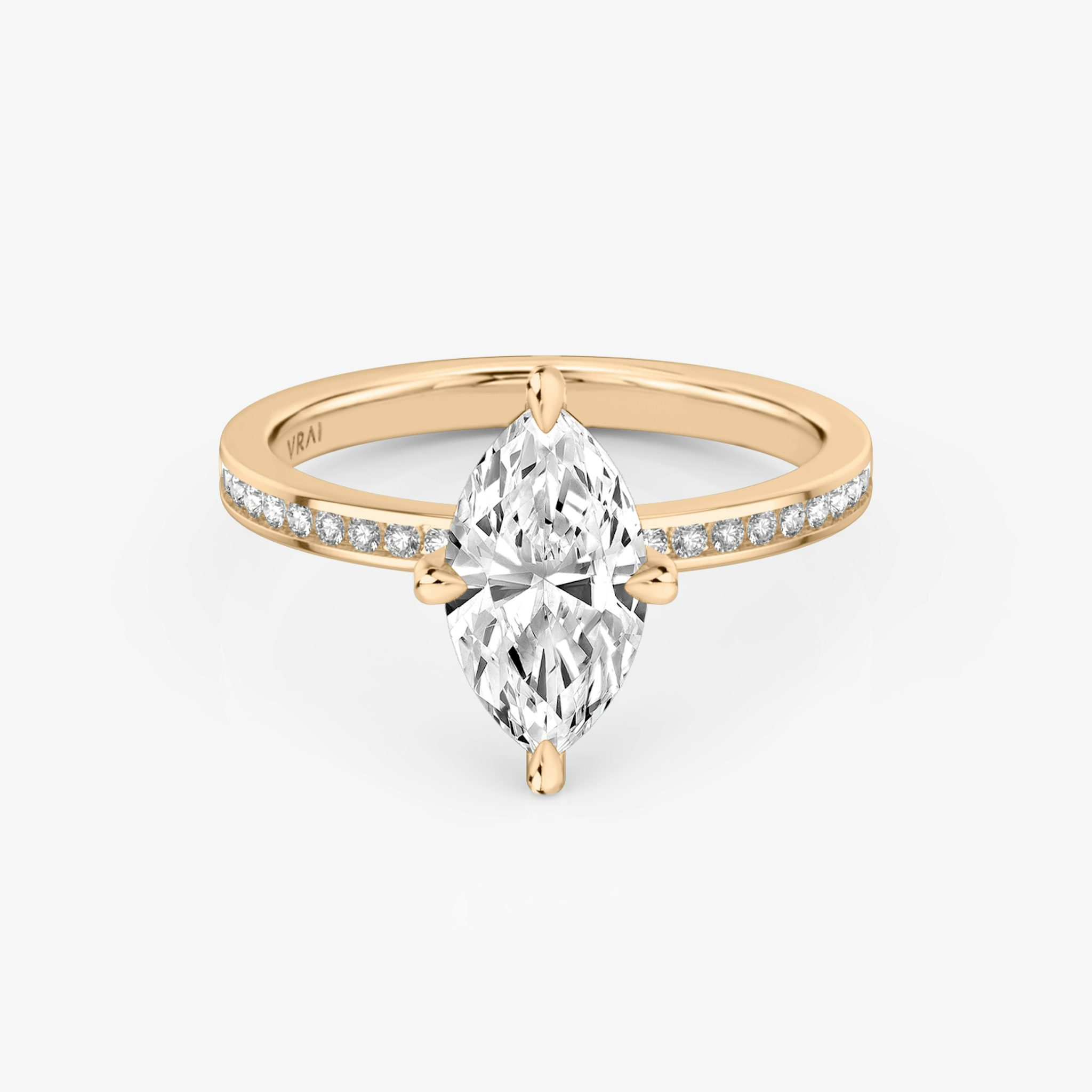 The Devotion | Marquise | 14k | Rose Gold | bandAccent: Pavé | bandStoneShape: Round Brilliant | bandStoneStyle: original | diamondOrientation: vertical | caratWeight: other