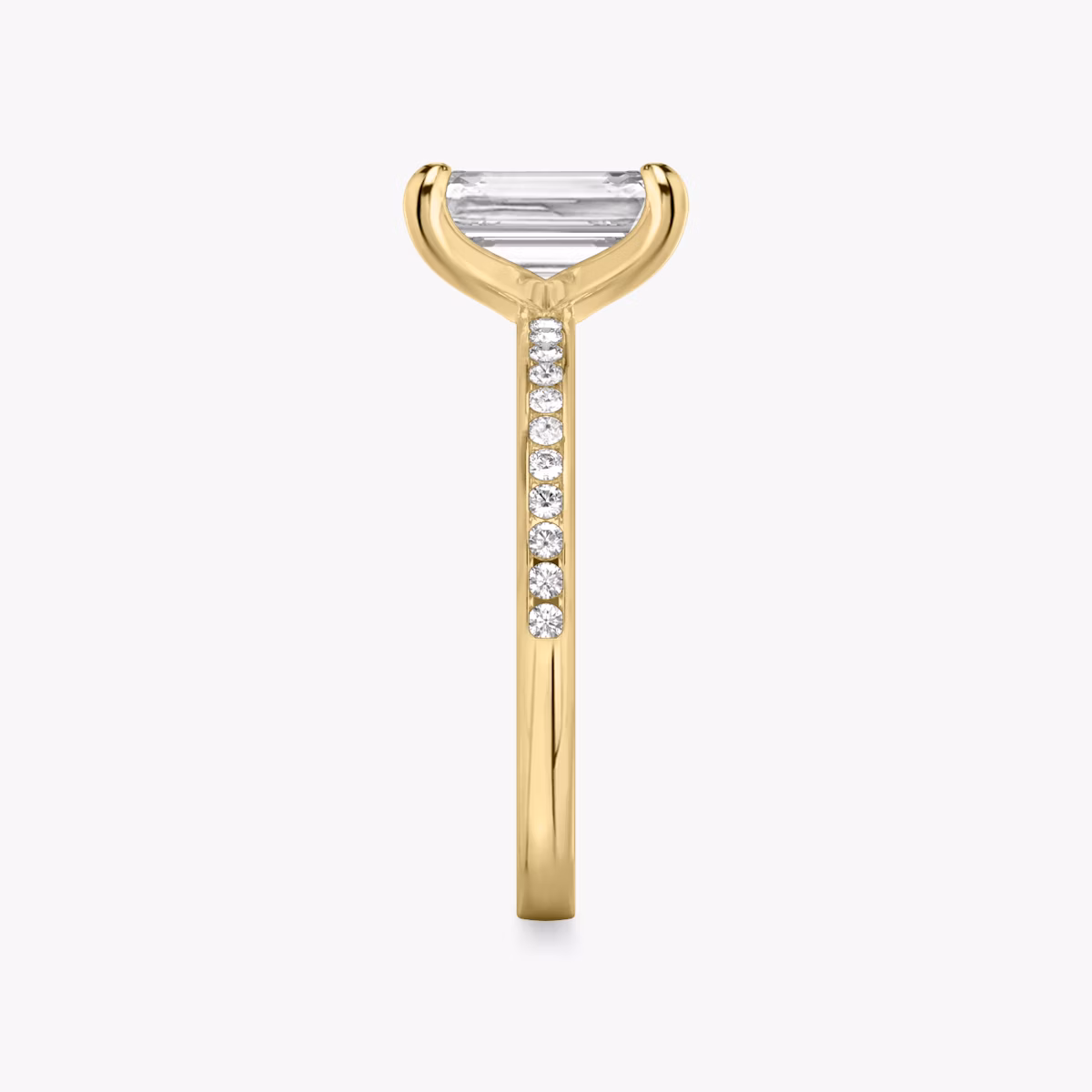 The Devotion | Emerald | 18k | Yellow Gold | bandAccent: Pavé | bandStoneShape: Round Brilliant | bandStoneStyle: original | diamondOrientation: vertical | caratWeight: other