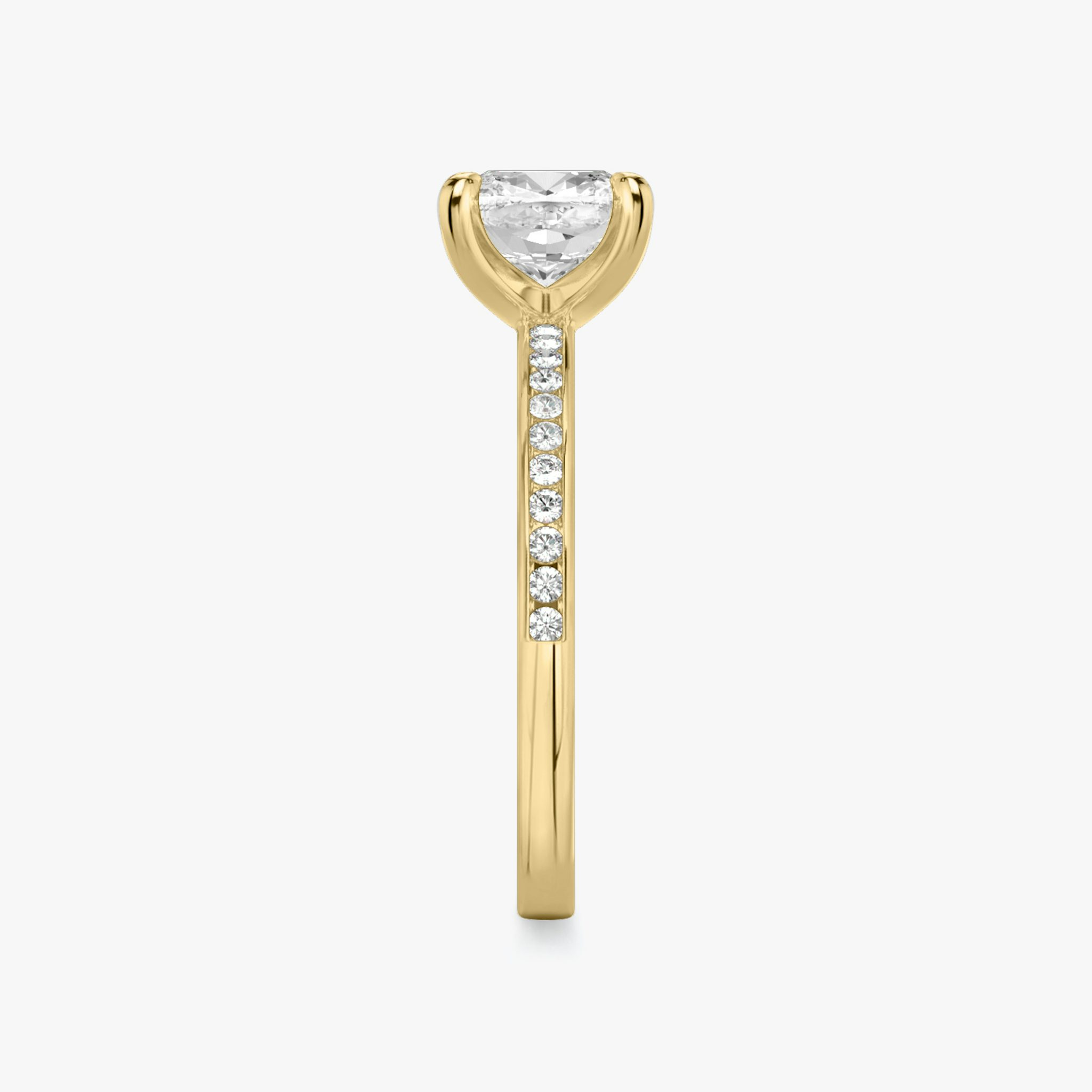 The Devotion | Cushion | 18k | Yellow Gold | bandAccent: Pavé | bandStoneShape: Round Brilliant | bandStoneStyle: original | diamondOrientation: vertical | caratWeight: other