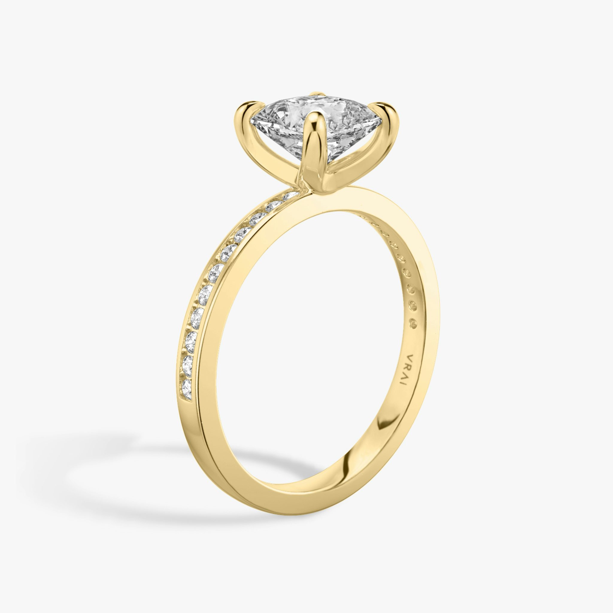 The Devotion | Asscher | 18k | Yellow Gold | bandAccent: Pavé | bandStoneShape: Round Brilliant | bandStoneStyle: original | diamondOrientation: vertical | caratWeight: other
