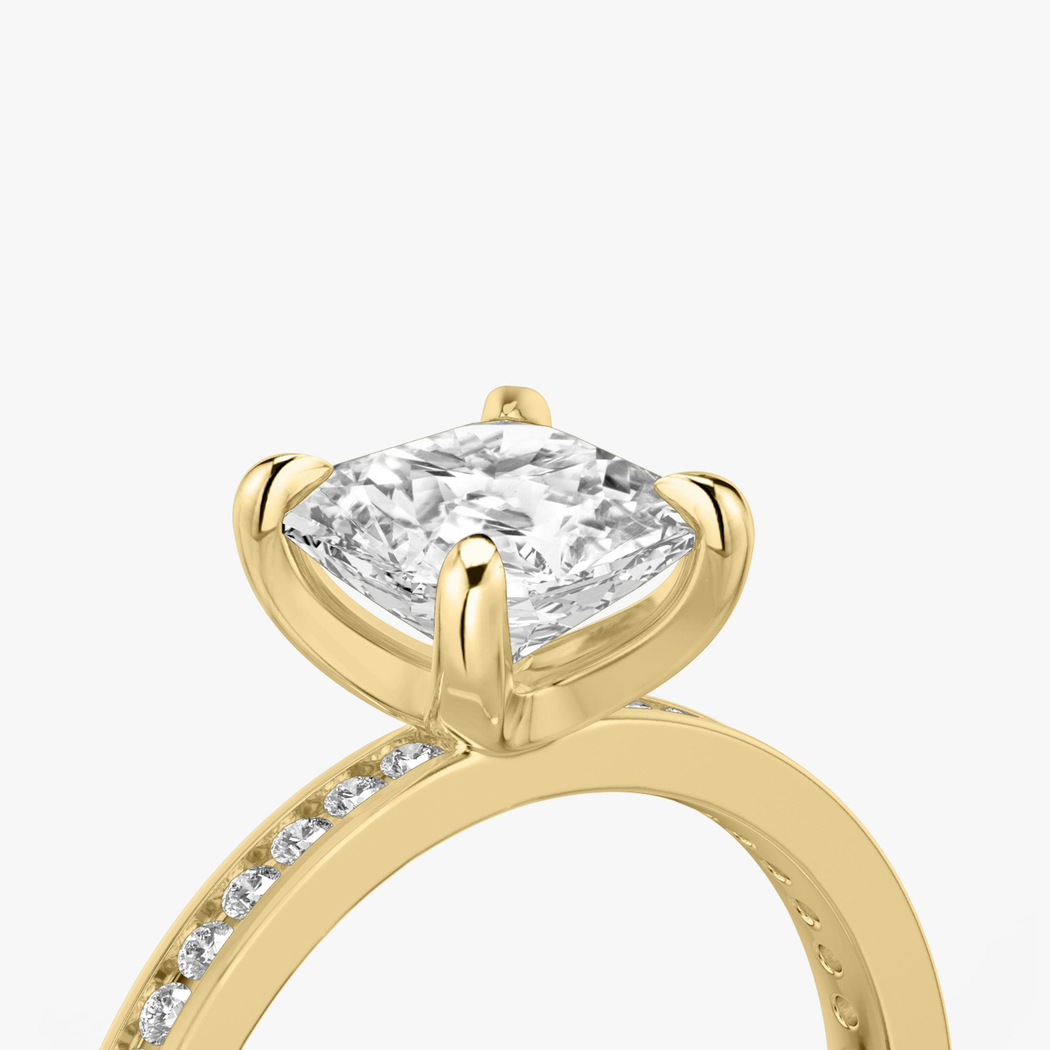 The Devotion | Asscher | 18k | Yellow Gold | bandAccent: Pavé | bandStoneShape: Round Brilliant | bandStoneStyle: original | diamondOrientation: vertical | caratWeight: other